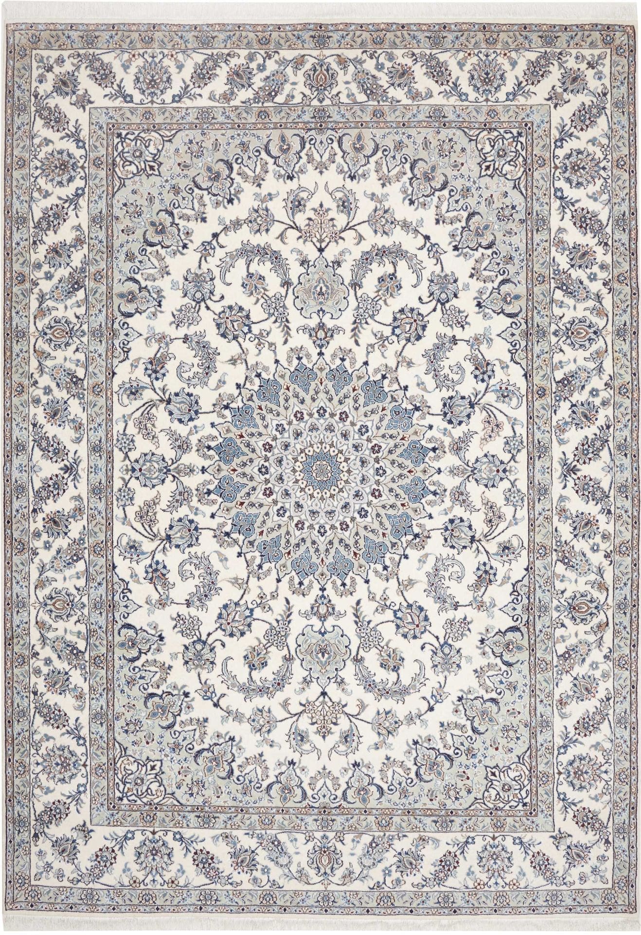 Exklusiver Nain Teppich 247 x 349 cm, florale Muster, handgeknüpft