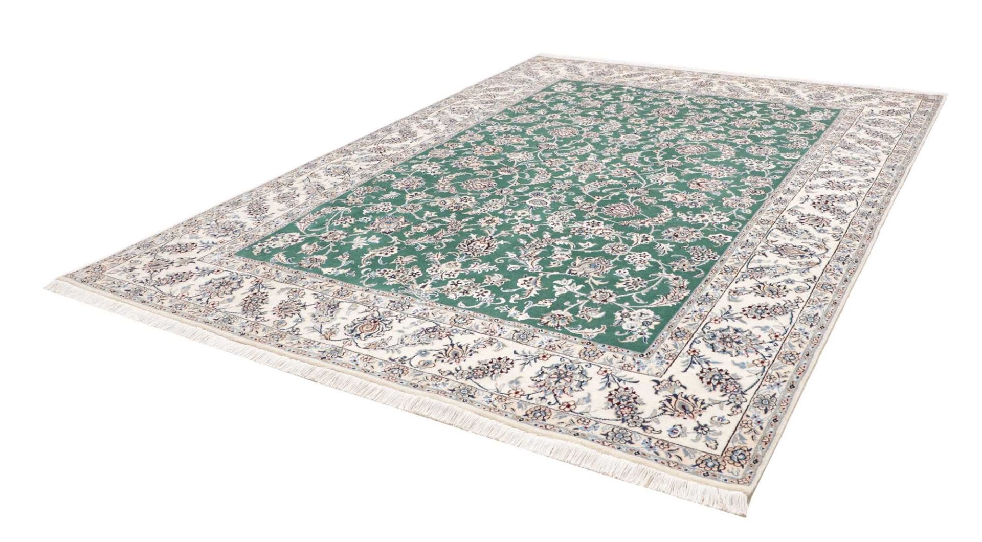 Exklusiver Nain Teppich 247 x 328 cm, florales Muster, handgeknüpft H1