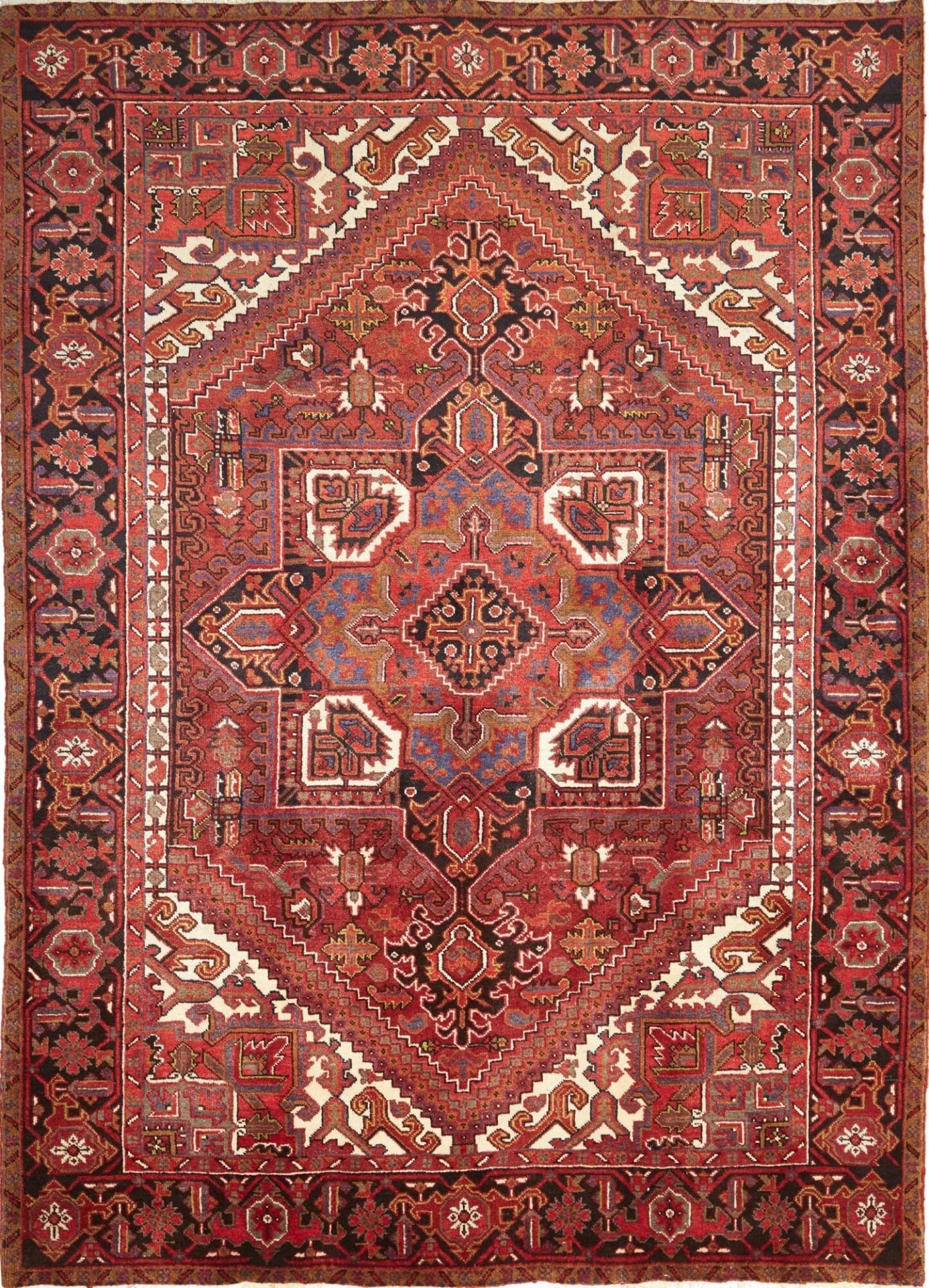Heriz Teppich 208 x 285 cm, geometrisches Muster, handgeknüpft