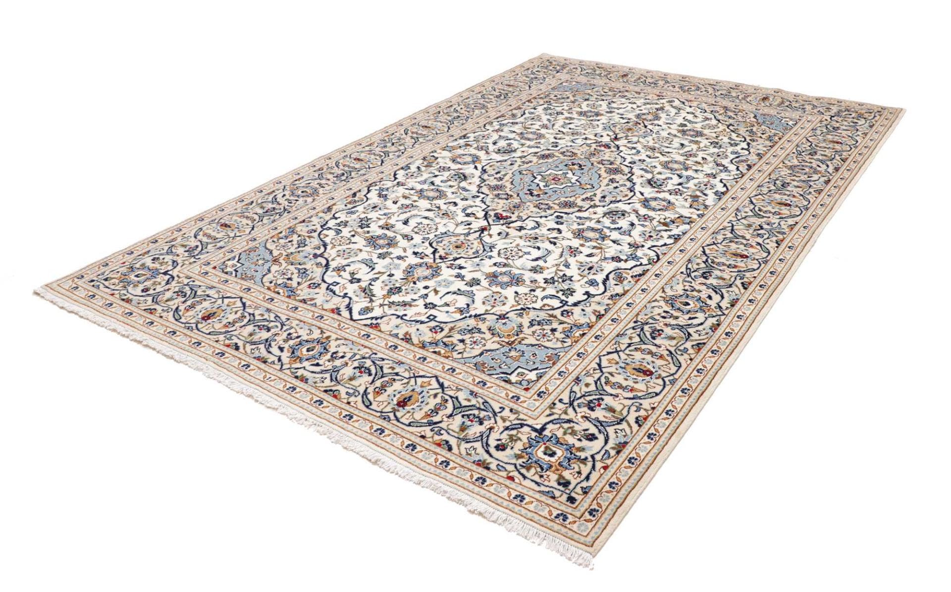 Kashan Teppich 203 x 295cm, Schurwolle, florale Muster, handgeknüpft