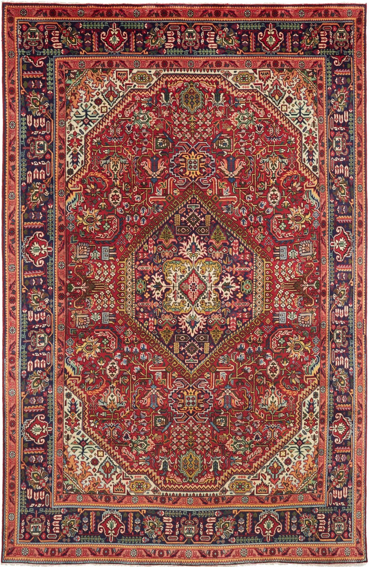 Täbriz Teppich 199 x 306 cm, handgeknüpft, Schurwolle, Mahi-Muster