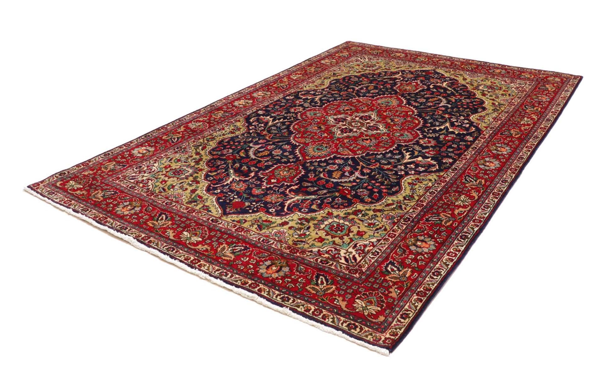 Täbriz Teppich 203 x 293 cm, florales Design, handgeknüpft, Perserteppich