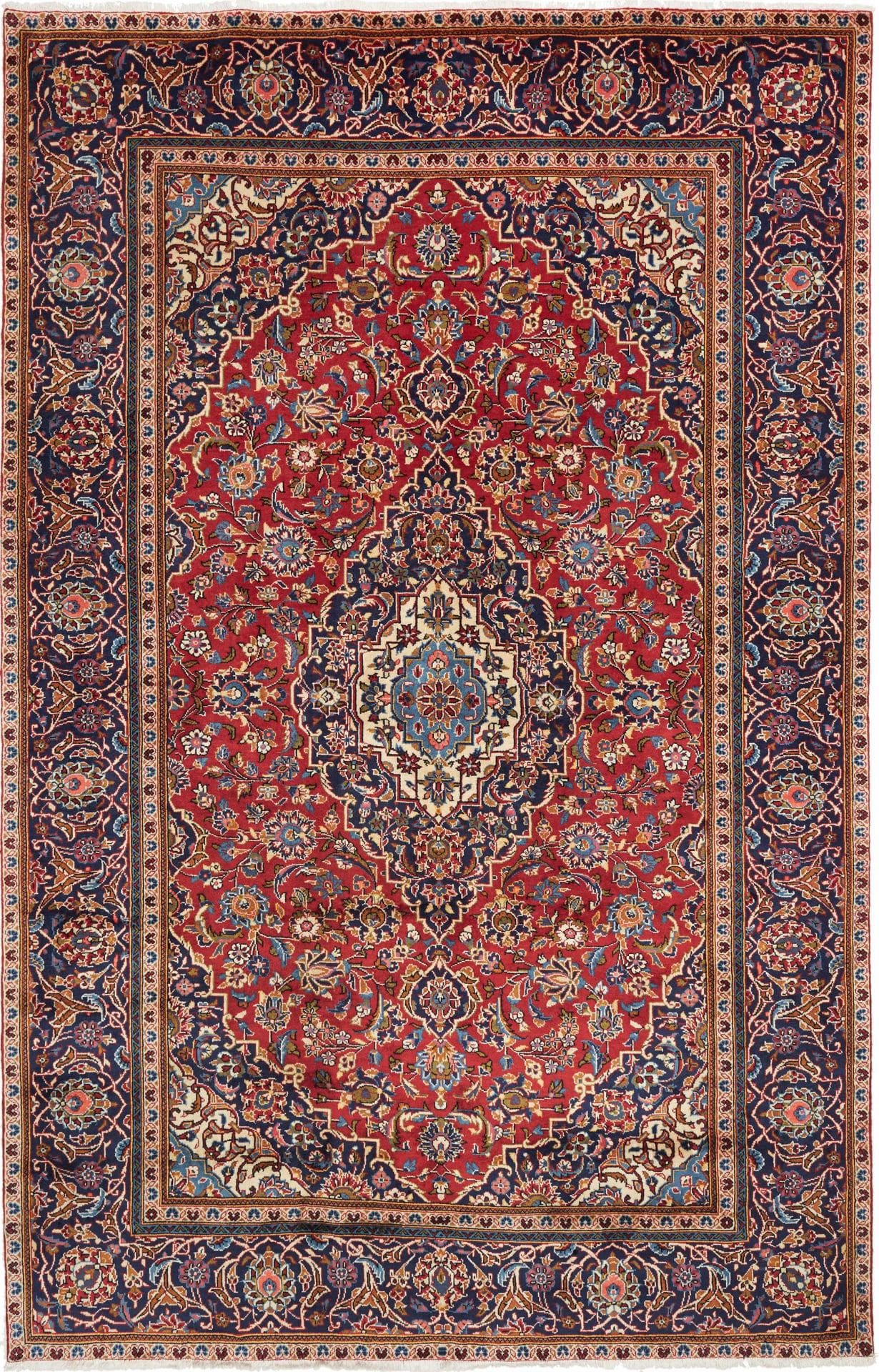 Kashan Teppich 195 x 303cm, Schurwolle, handgeknüpft, Perserteppich