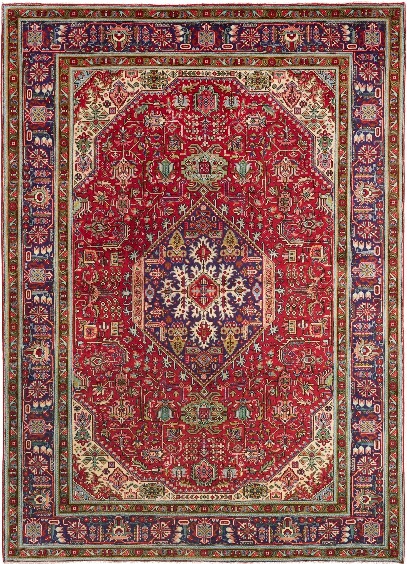 Täbriz Teppich 211 x 290 cm, handgeknüpft, Schurwolle, Mahi-Muster
