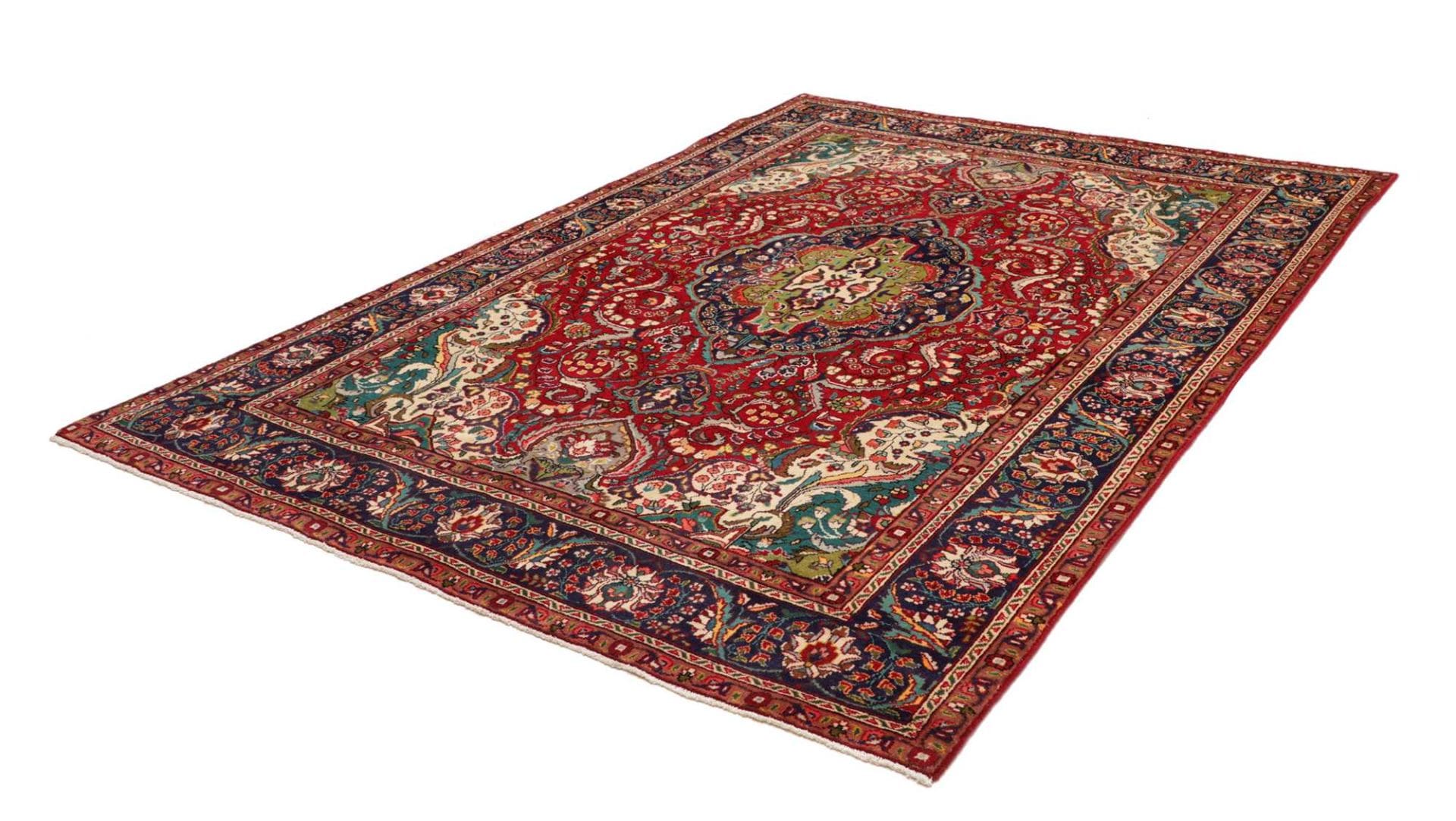 Täbriz Teppich 208 x 280 cm, florale Muster, Schurwolle, handgeknüpft