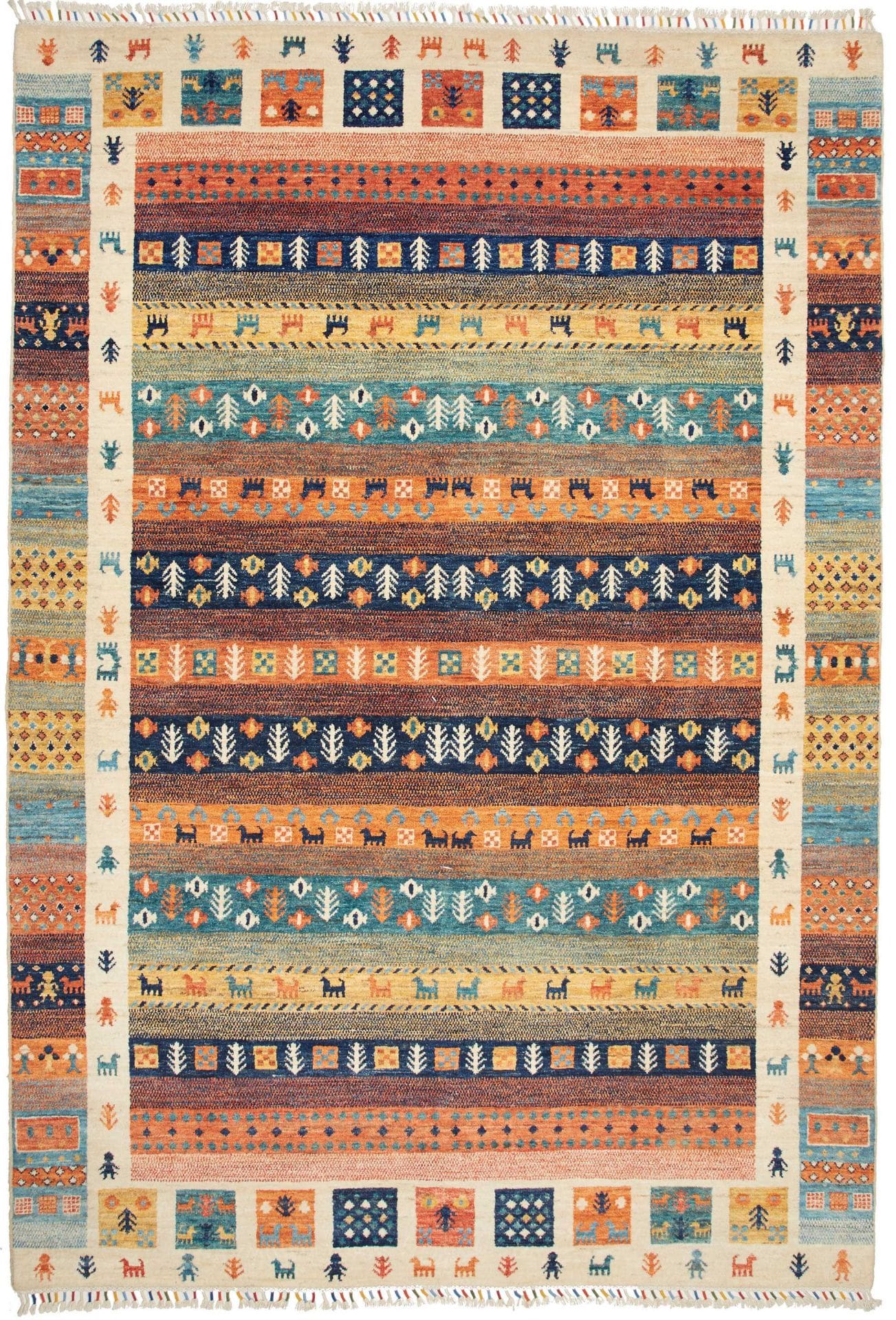 Loribaft Teppich 202 x 291 cm aus Schurwolle, handgeknüpft
