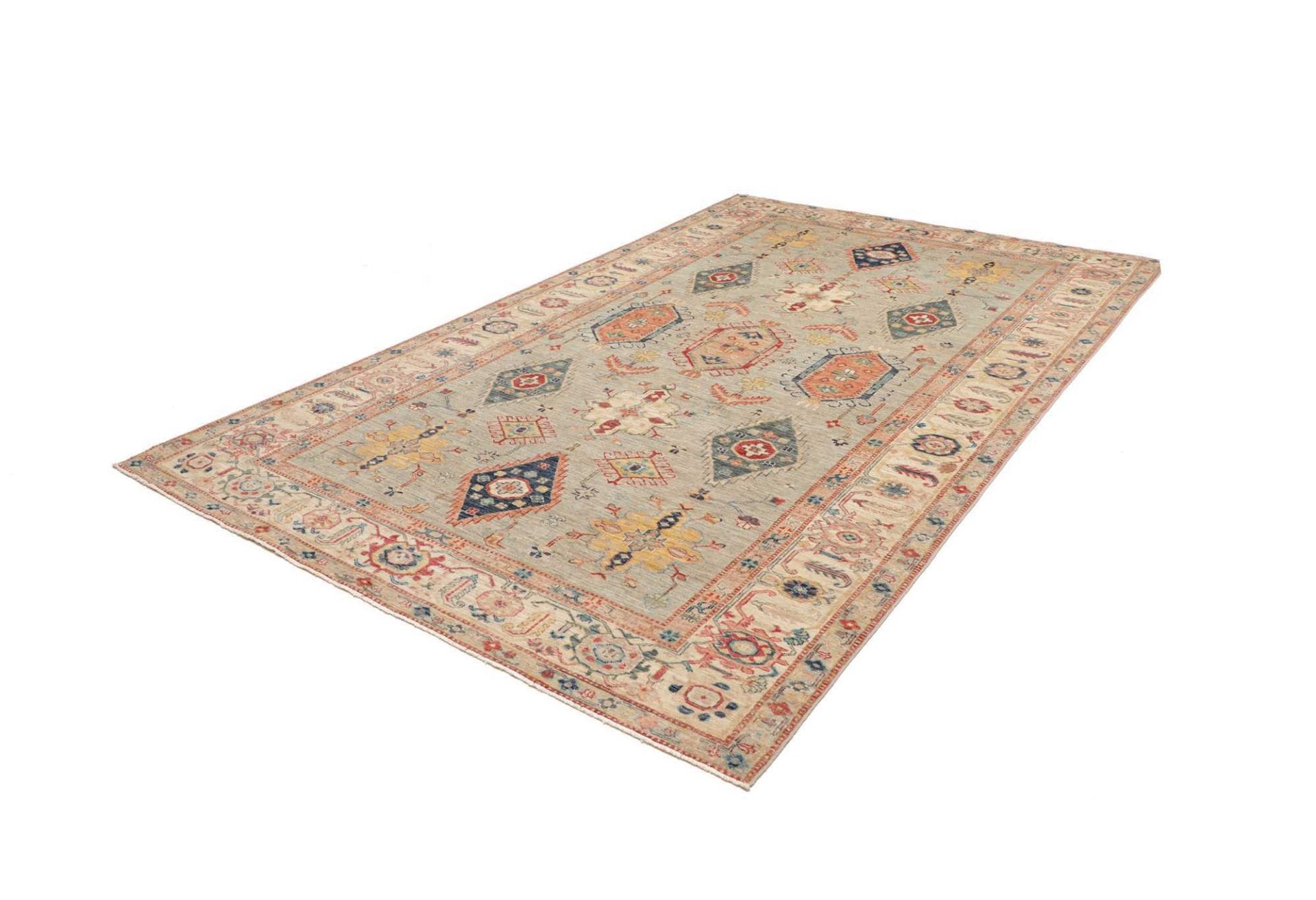 Kazak Teppich 203x303cm, geometrisches Muster, handgeknüpft