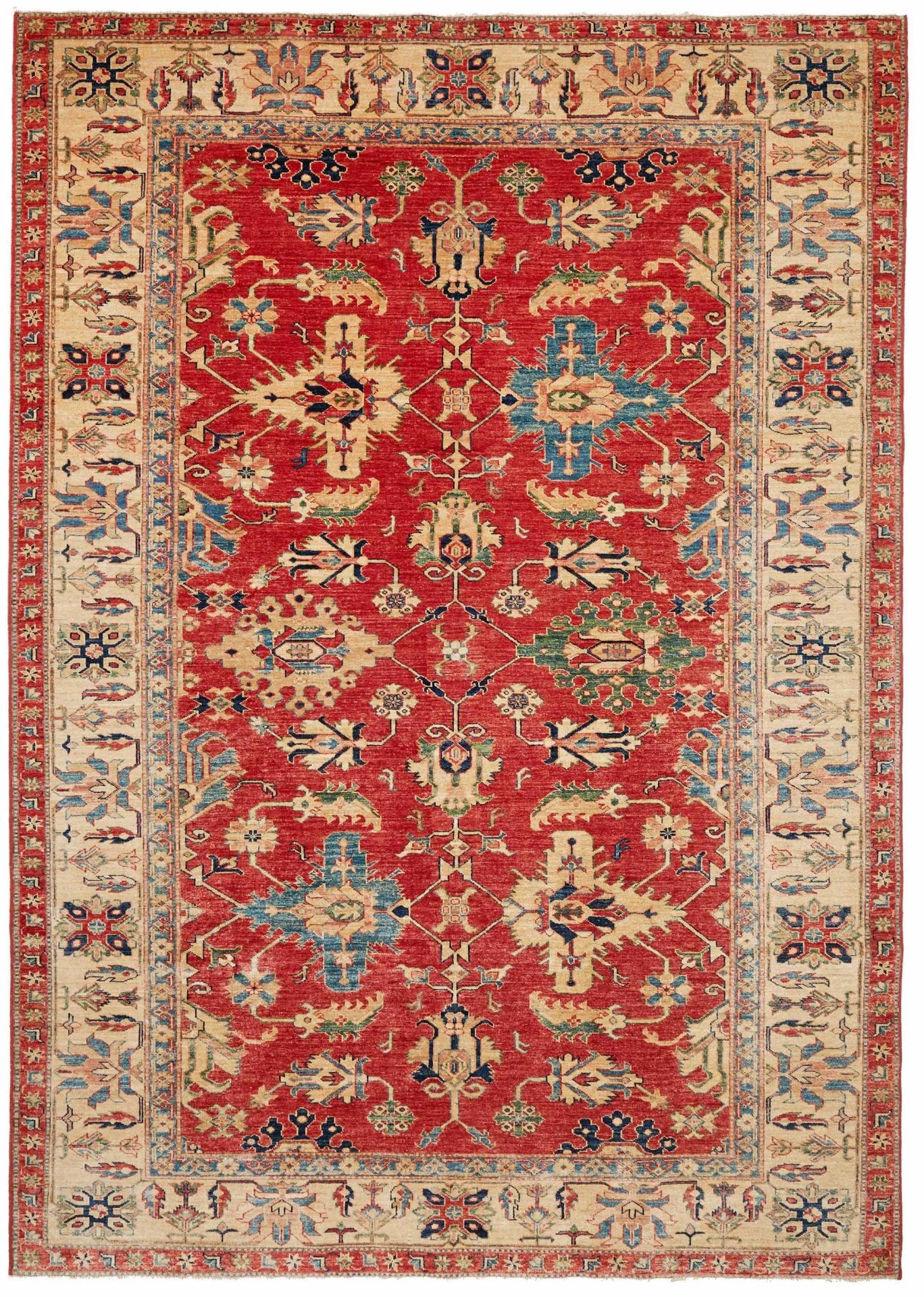 Kazak Teppich 212 x 298cm | Geometrisches Muster | handgeknüpft