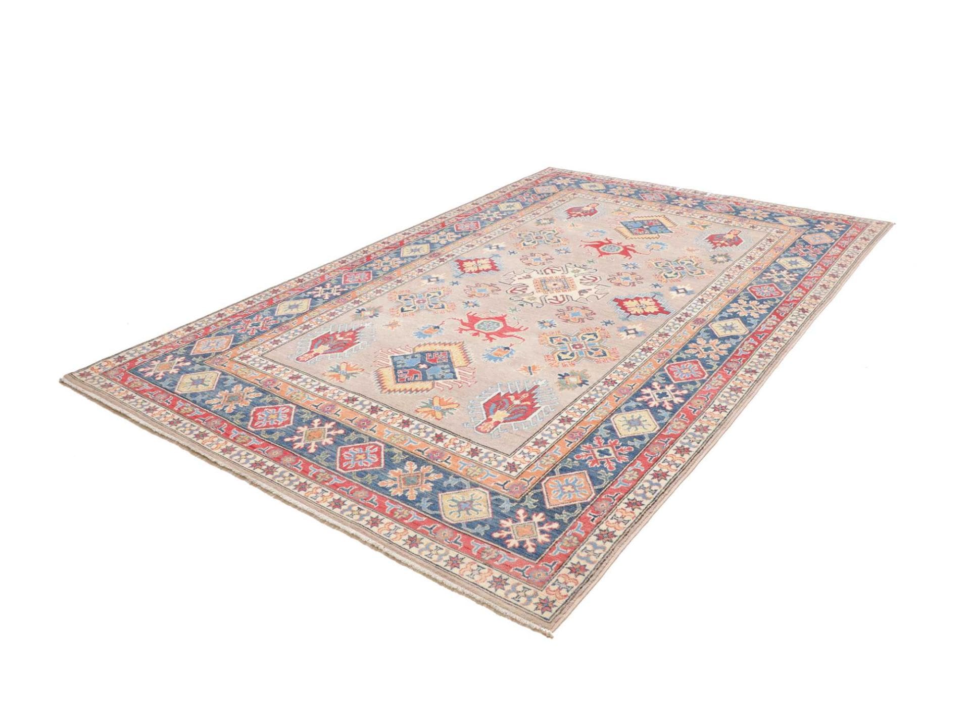Kazak Teppich 203 x 301 cm, geometrische Muster, handgeknüpft