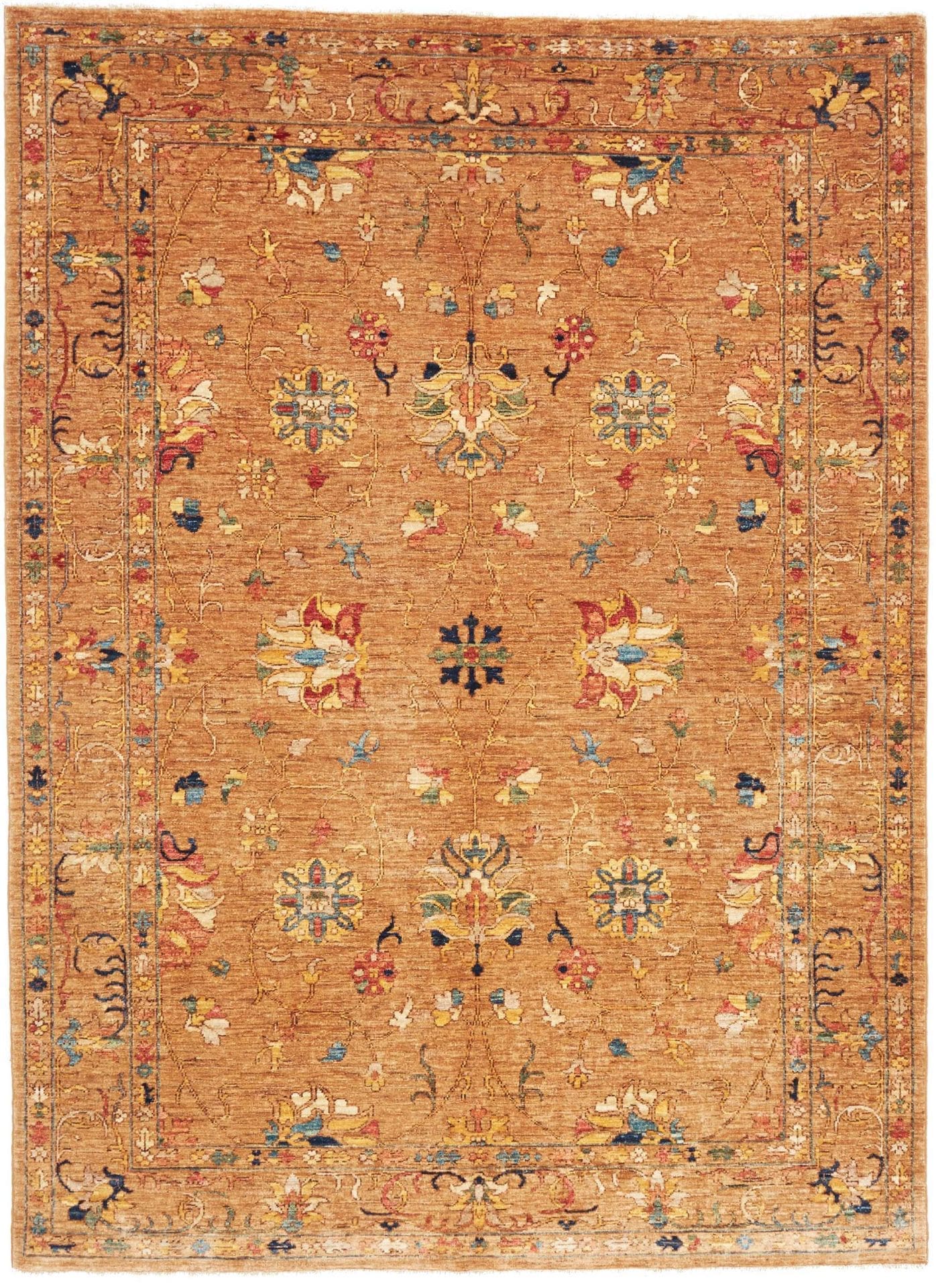 Ziegler Teppich 174 x 236 cm aus Schurwolle, handgeknüpft, Orientteppich