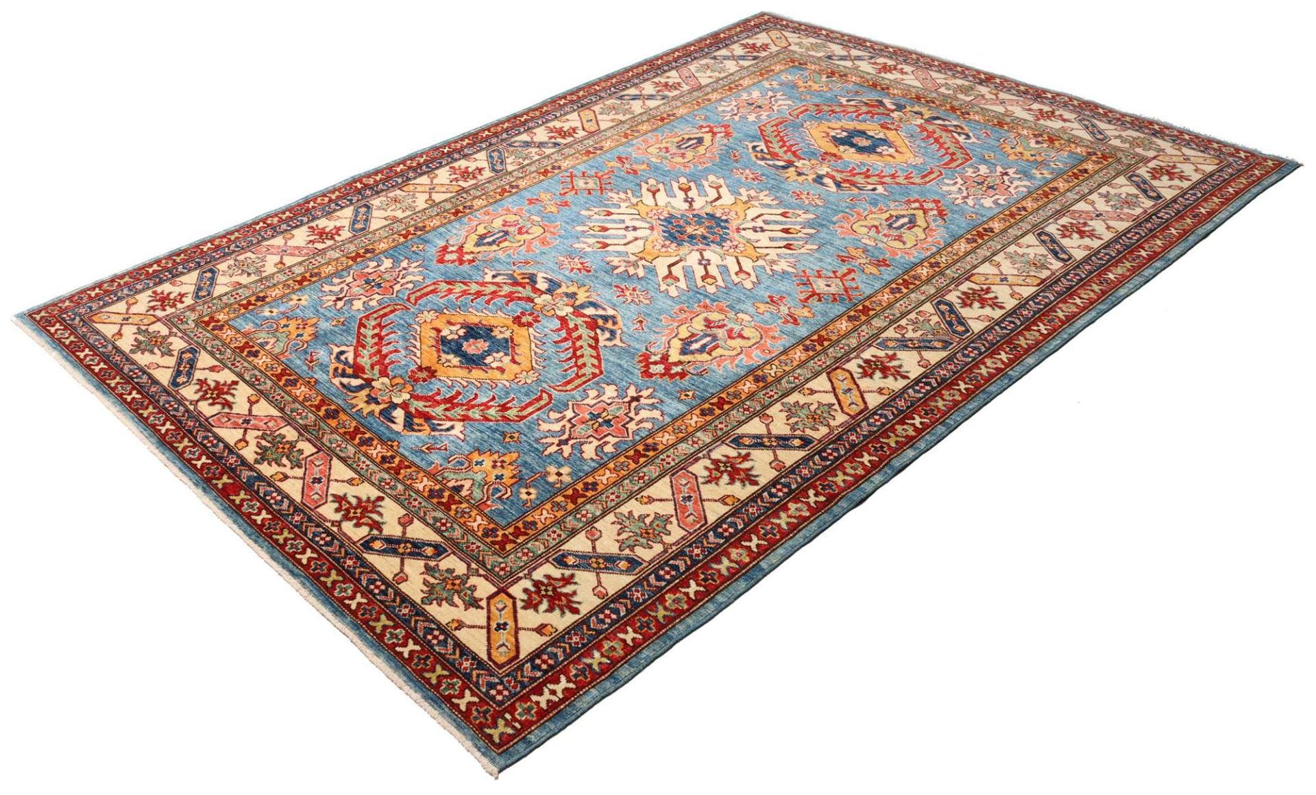 Kazak Teppich 171 x 239 cm, geometrische Muster, handgeknüpft