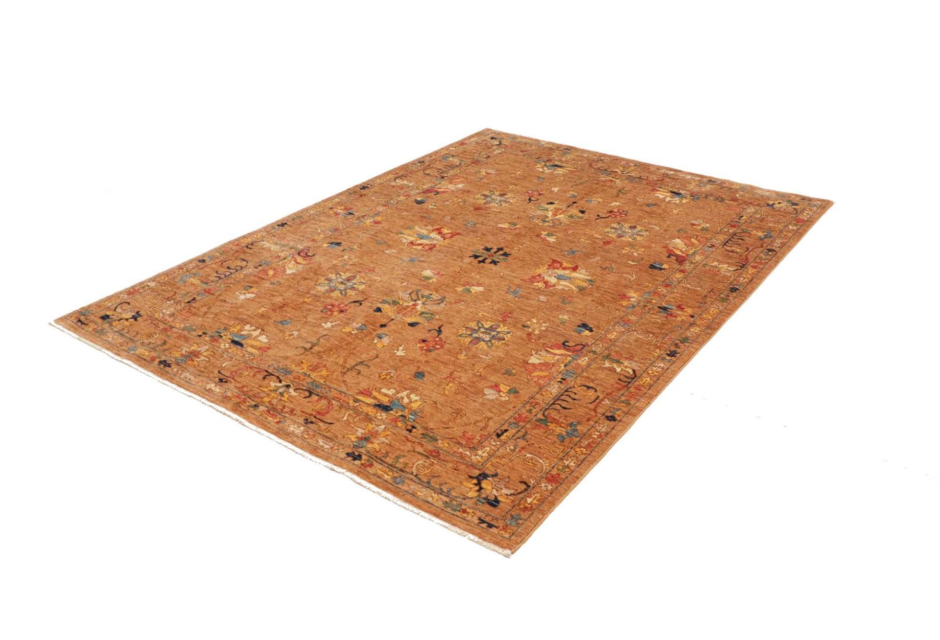 Ziegler Teppich 174 x 236 cm aus Schurwolle, handgeknüpft, Orientteppich