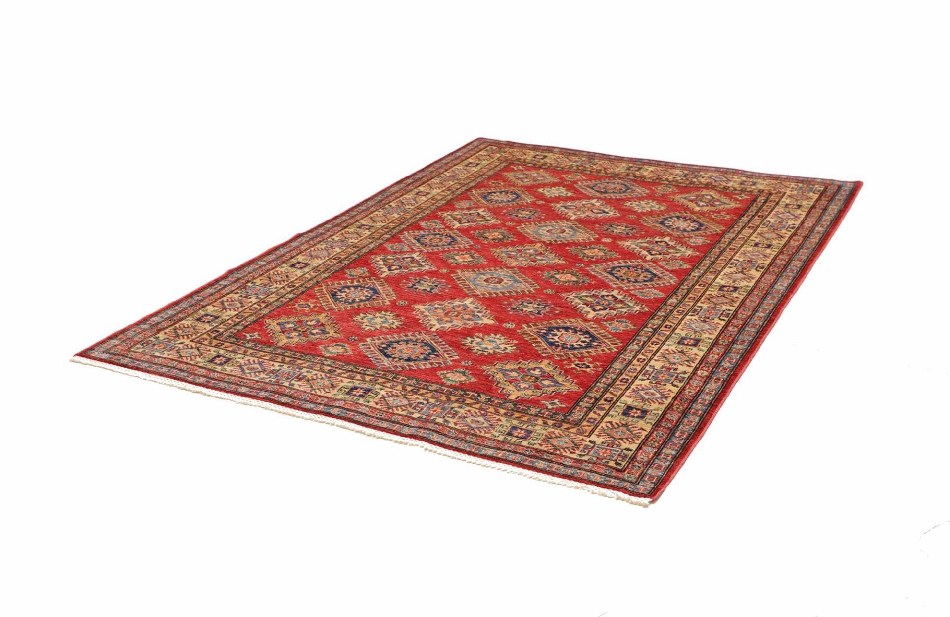Kazak Teppich 175 x 242cm, geometrische Muster, handgeknüpft