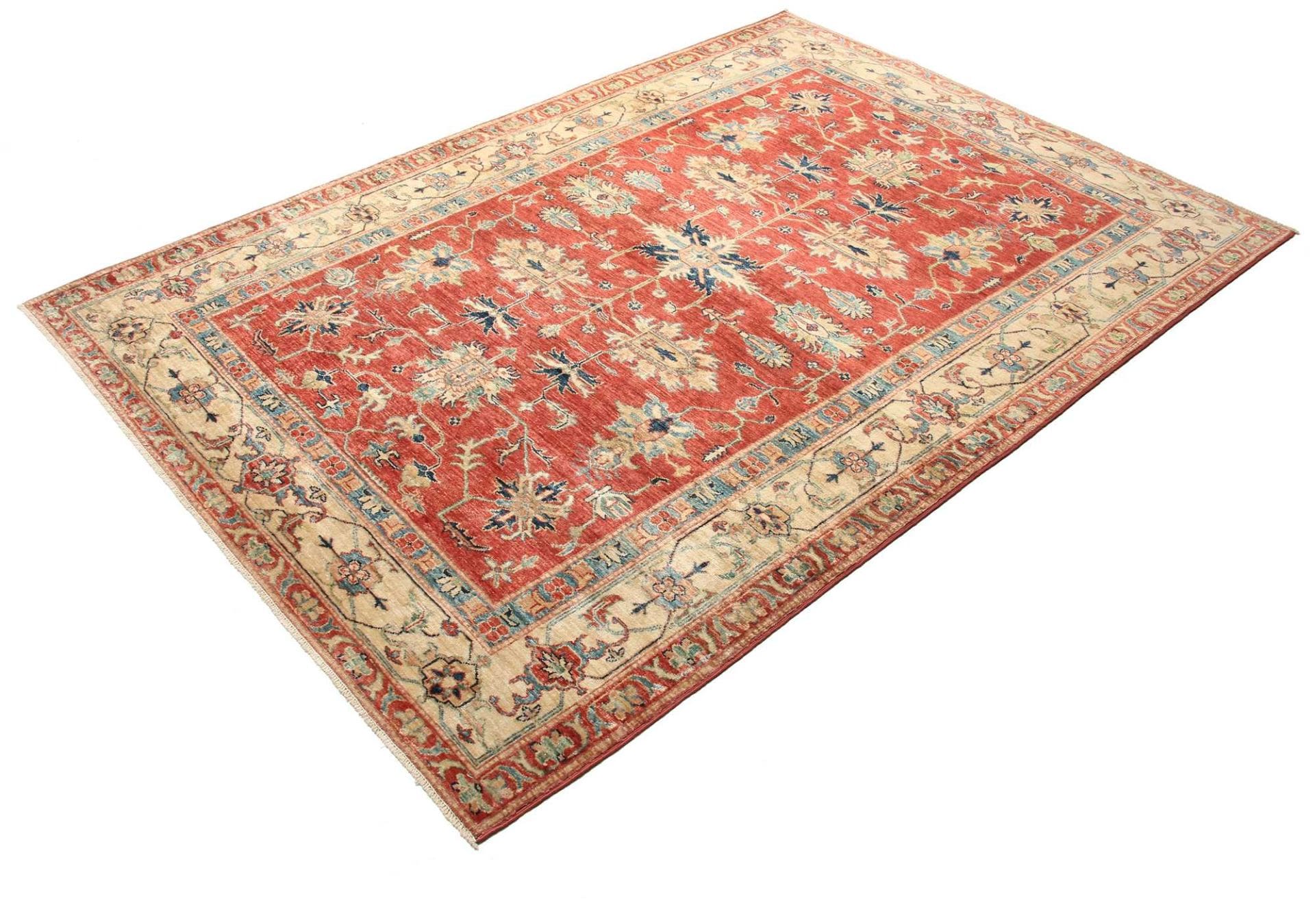 Kazak Teppich 169 x 234cm, geometrisches Muster, handgeknüpft