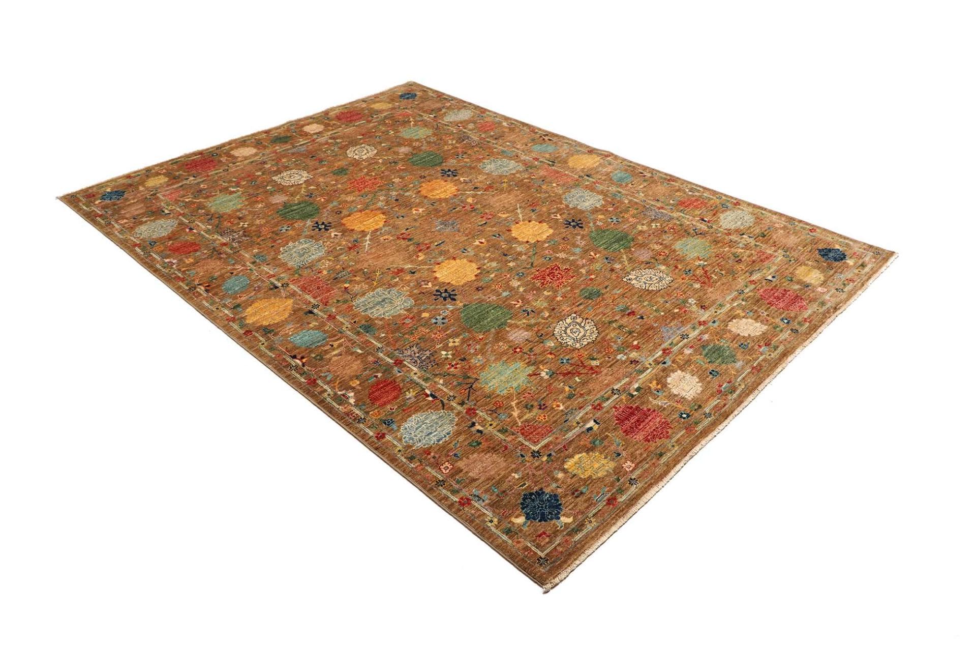 Samarkand Orientteppich 173 x 237 cm handgeknüpft, Wolle, bunt
