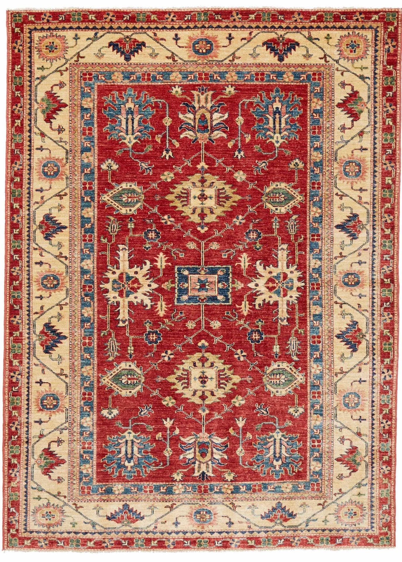 Kazak Teppich 178 x 240 cm, geometrisches Muster, handgeknüpft