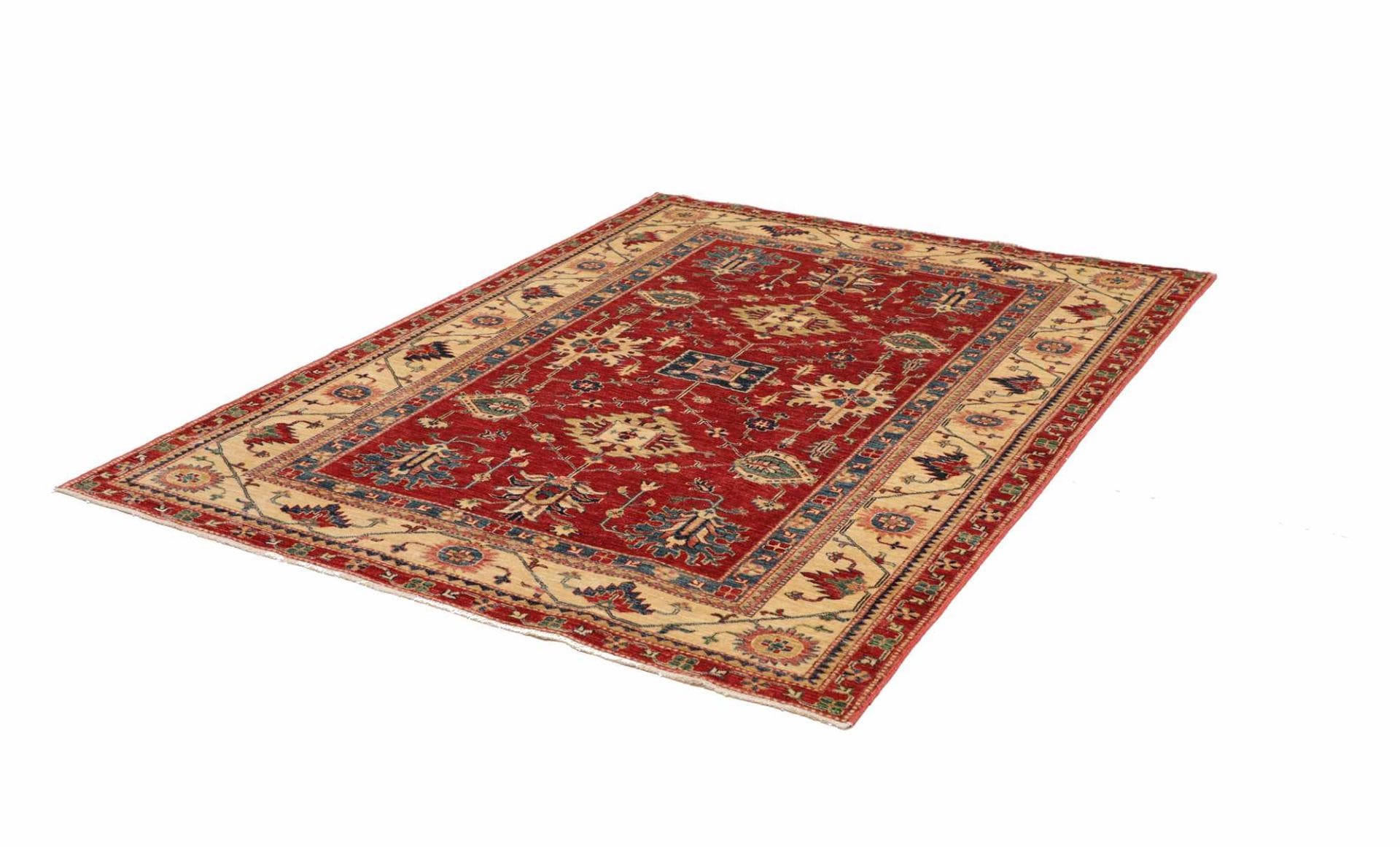 Kazak Teppich 178 x 240 cm, geometrisches Muster, handgeknüpft