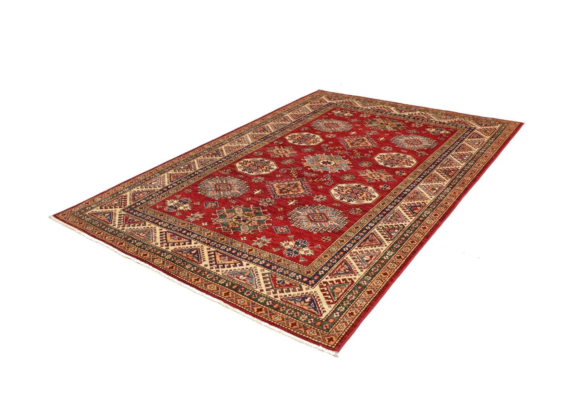 Kazak Teppich 180 x 248cm, geometrisches Muster, handgeknüpft