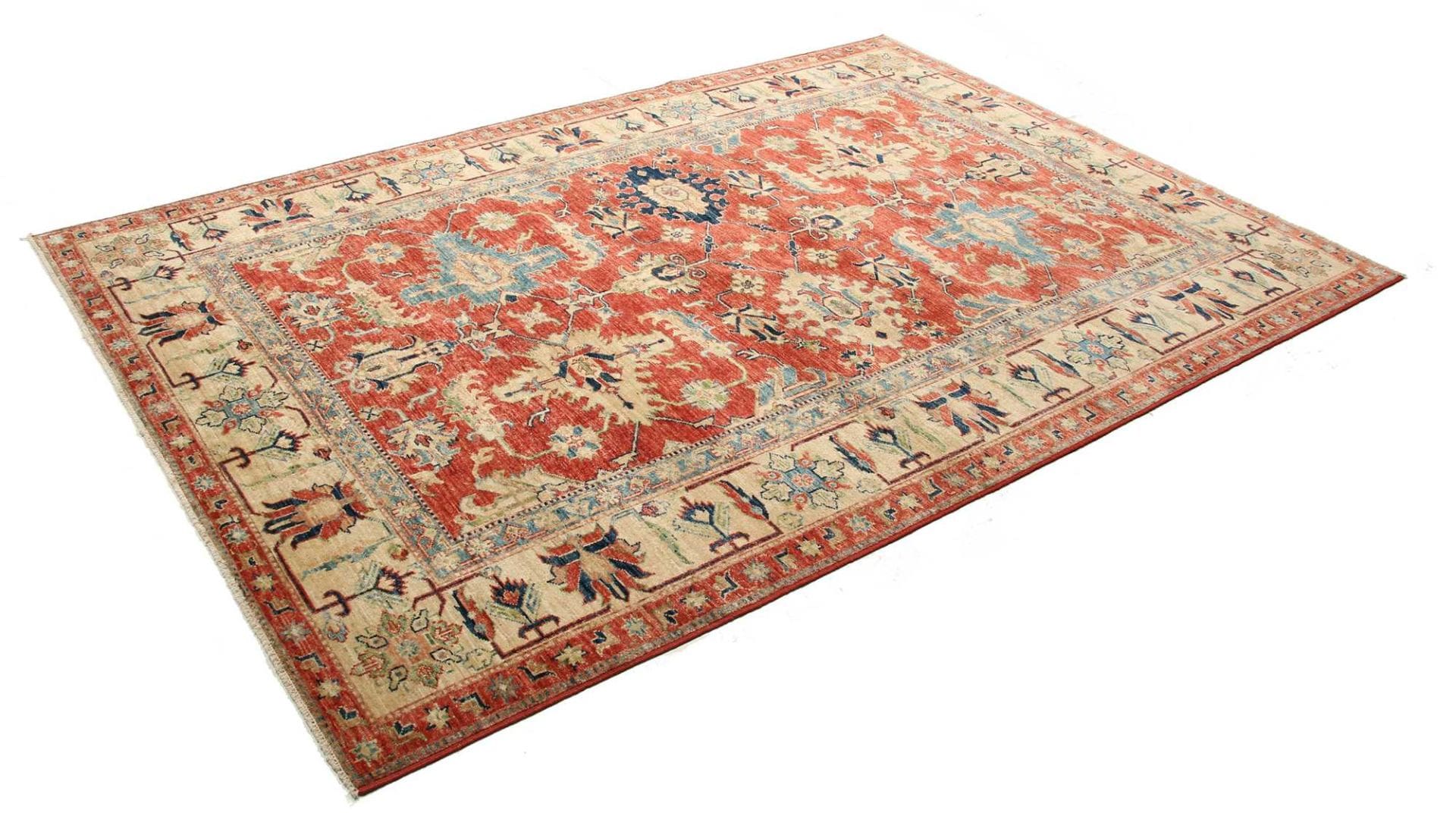 Kazak Orientteppich 172 x 243cm, geometrische Muster, handgeknüpft