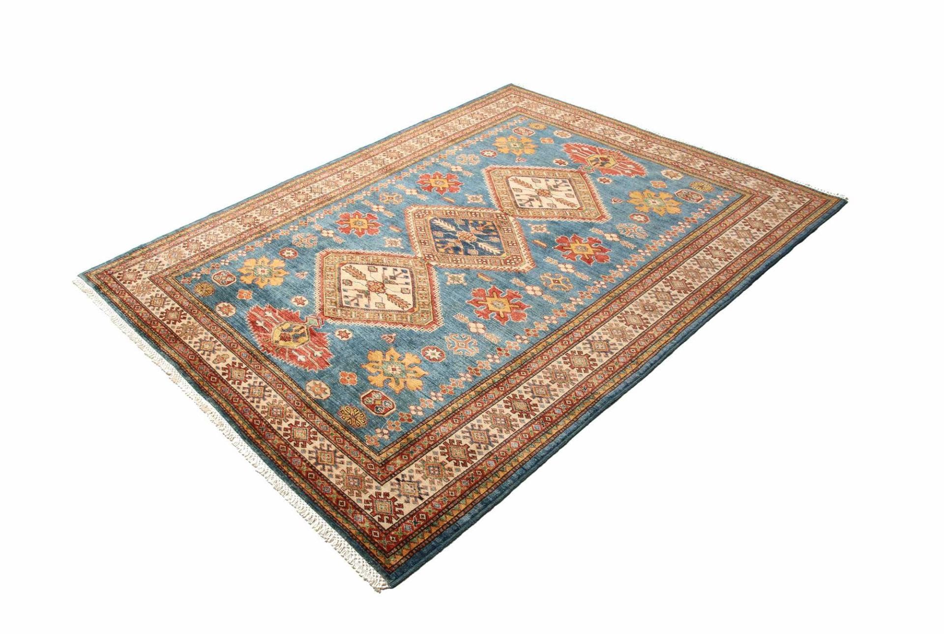Kazak Teppich 178 x 226 cm - Geometrisches Muster, handgeknüpft