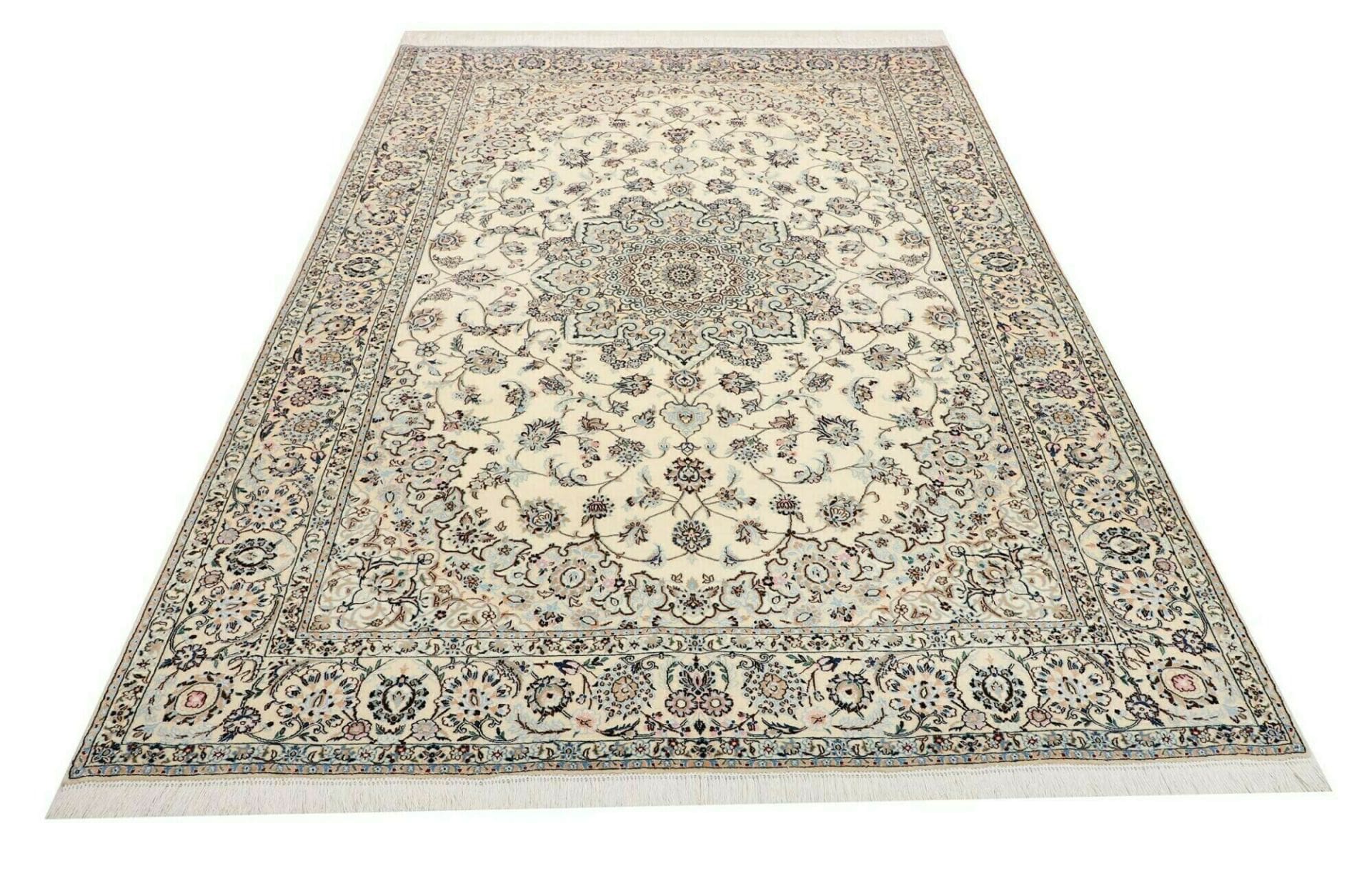 Nain Teppich 161 x 244 cm, florale Muster, handgeknüpft, Perserteppich