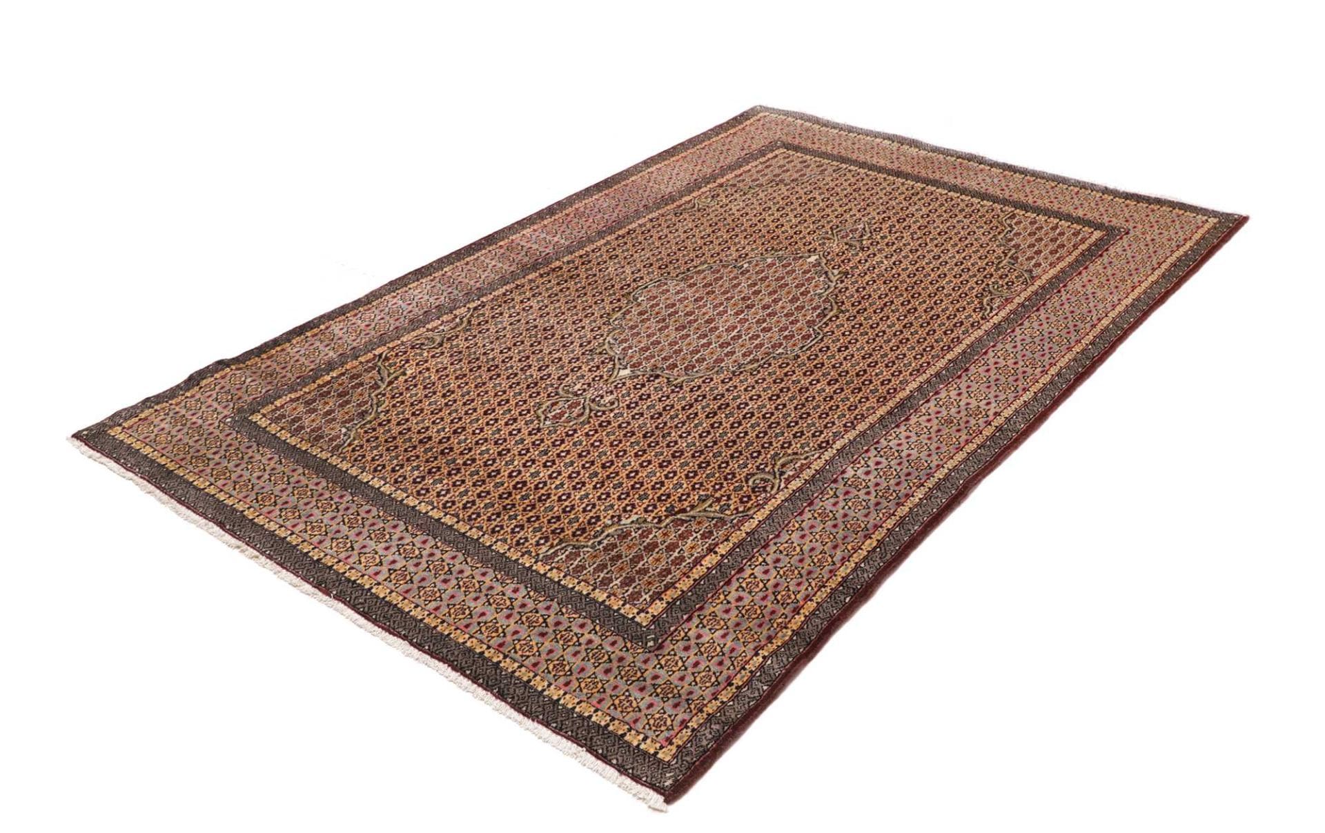 Moud Teppich 145 x 213 cm, floral, Schurwolle, handgeknüpft, Perserteppich