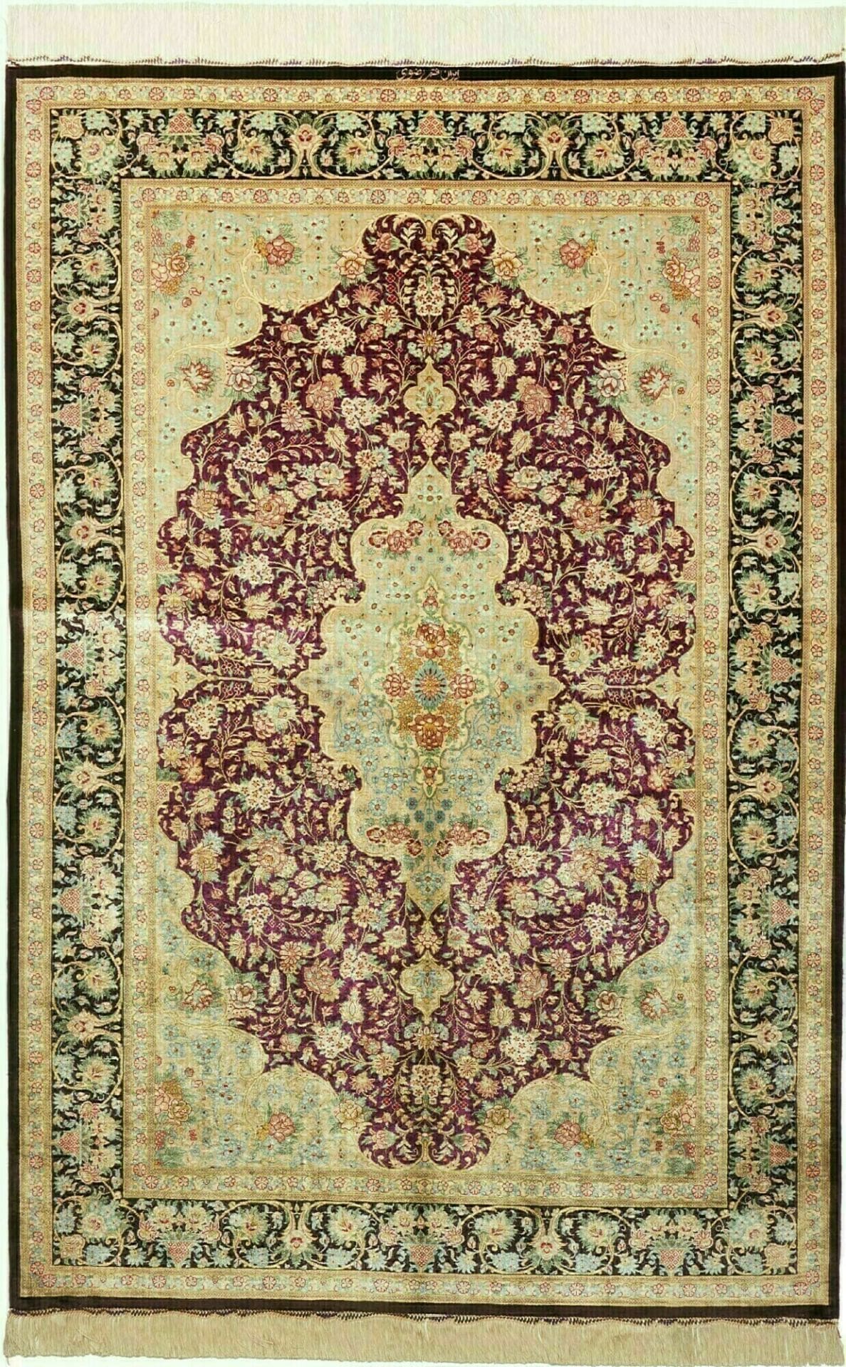 Ghom Teppich 136 x 200 cm aus Seide, 600.000 Knoten, handgeknüpft