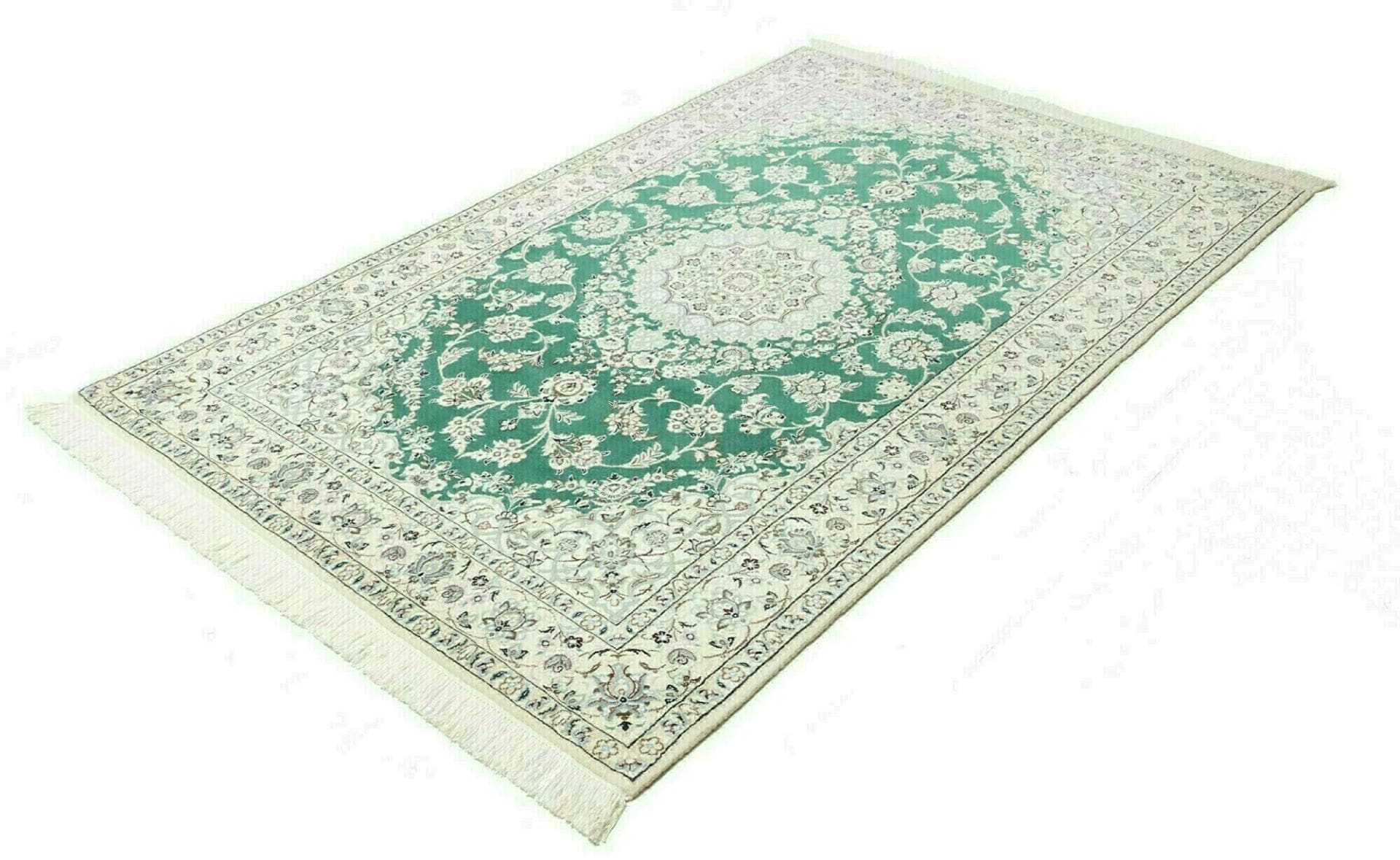 Nain Teppich 133 x 202cm, florale Muster, handgeknüpft, Perserteppich
