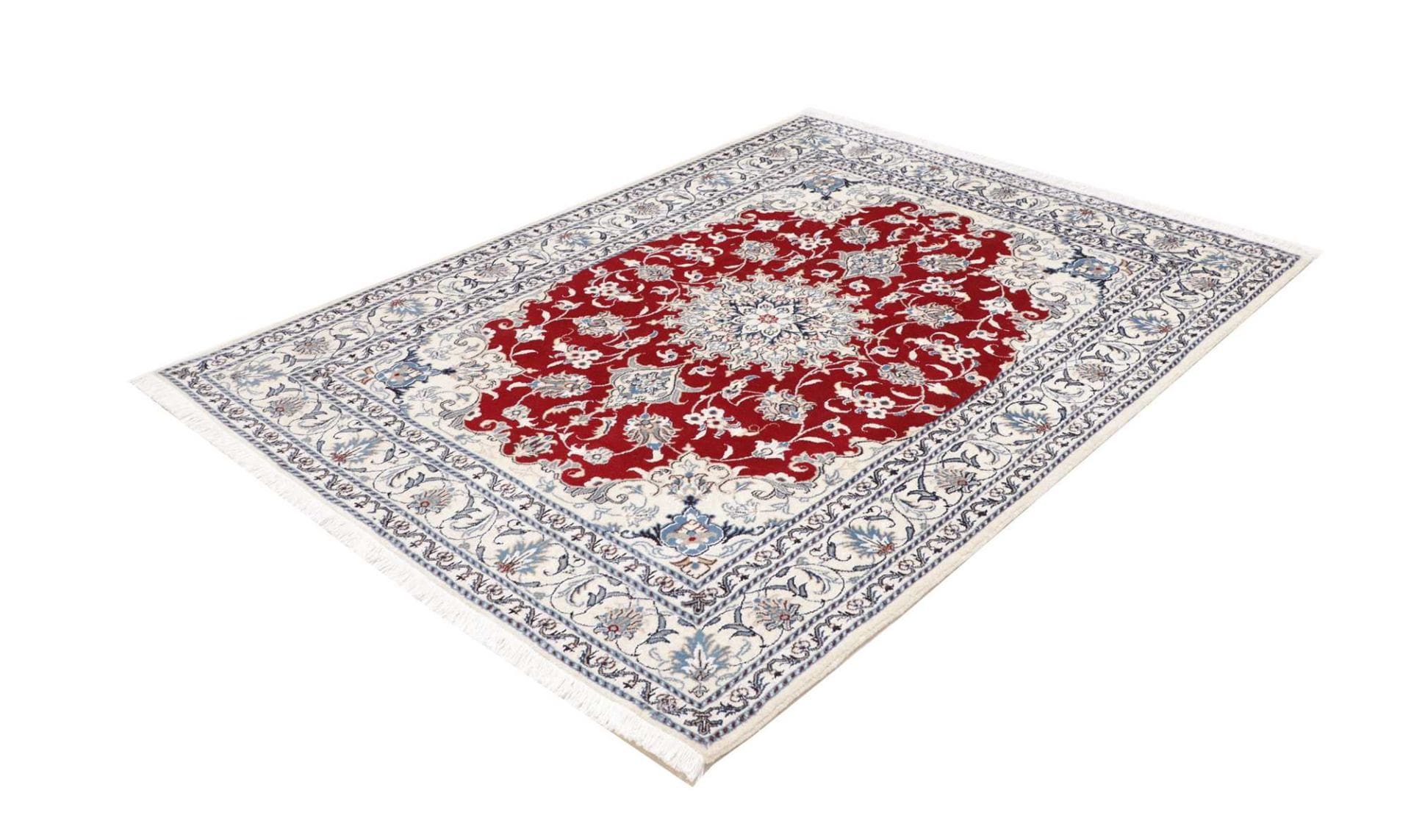 Nain Teppich 151 x 200 cm, florales Muster, handgeknüpft, Perserteppich