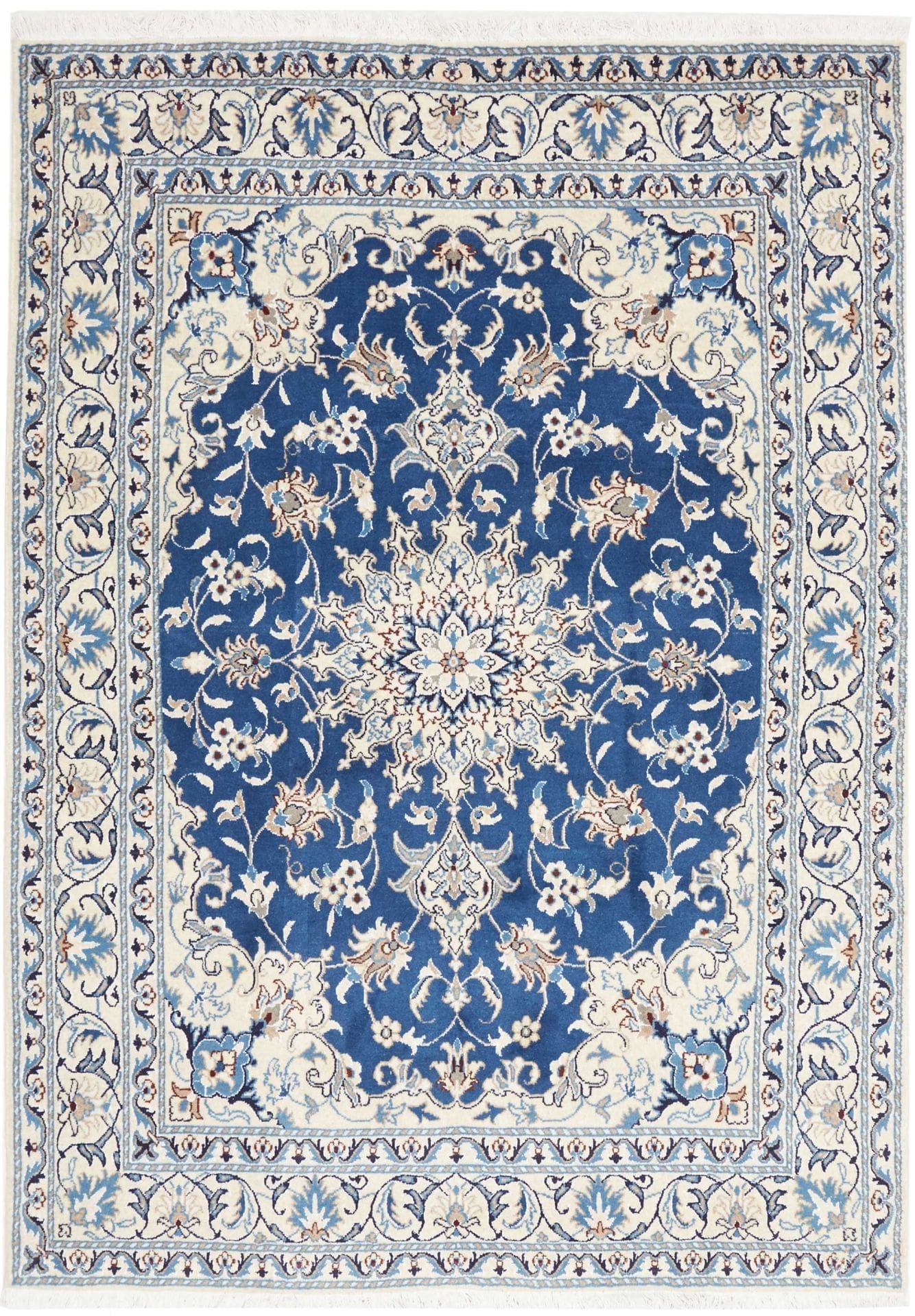 Nain Teppich 147 x 200cm – florale Muster, Schurwolle, handgeknüpft