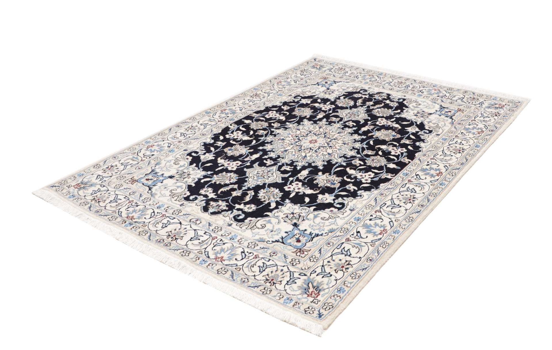 Orientteppich Nain 148 x 207 cm, florales Design, handgeknüpft