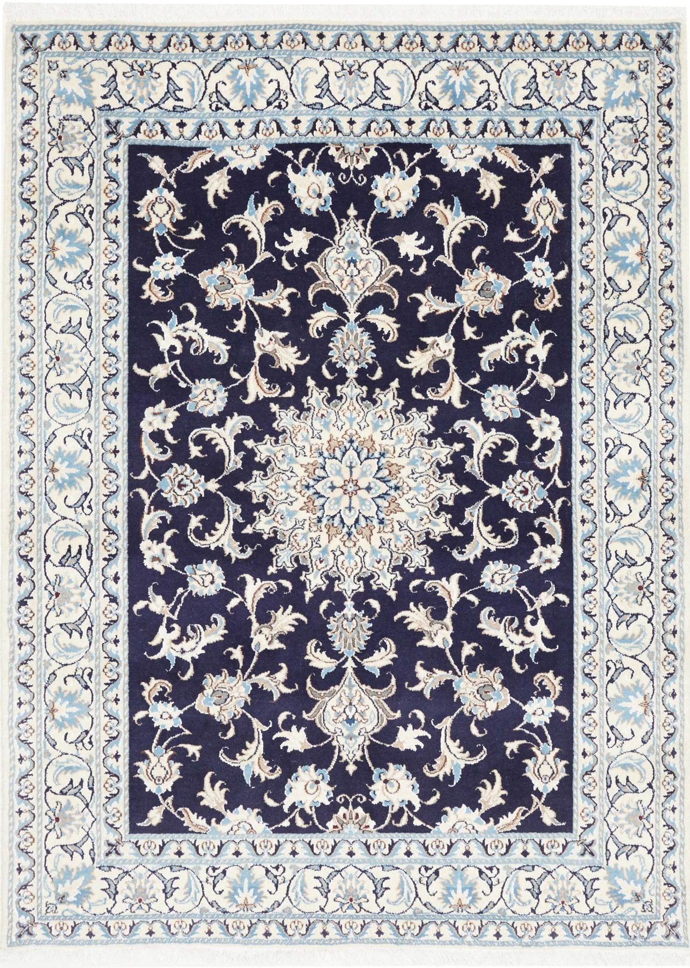 Nain Teppich 153 x 200 cm, florales Design, handgeknüpft, Perserteppich