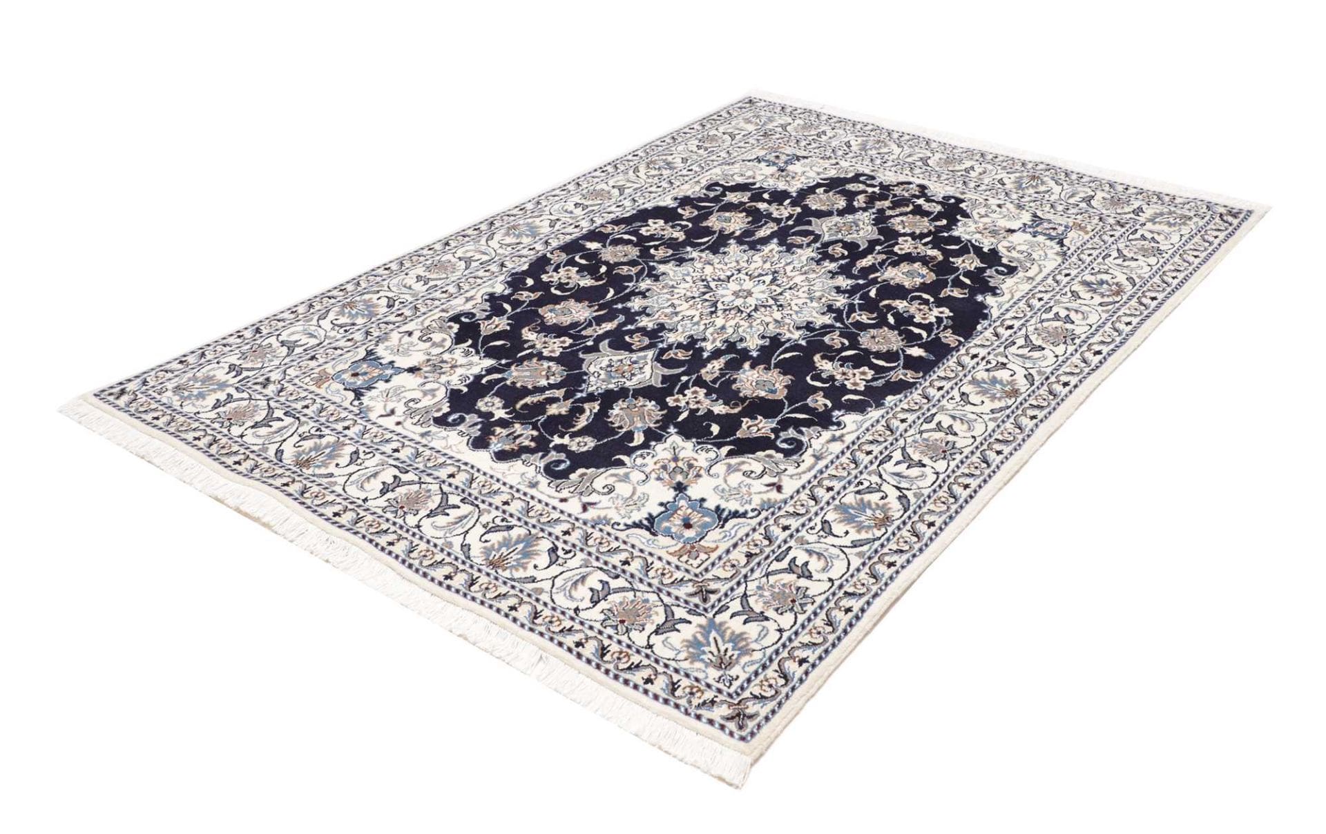 Nain Teppich 153 x 210 cm, florales Design, handgeknüpft, Perserteppich