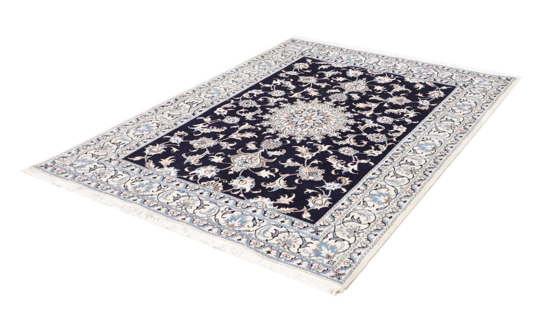 Nain Teppich 153 x 200 cm, florales Design, handgeknüpft, Perserteppich