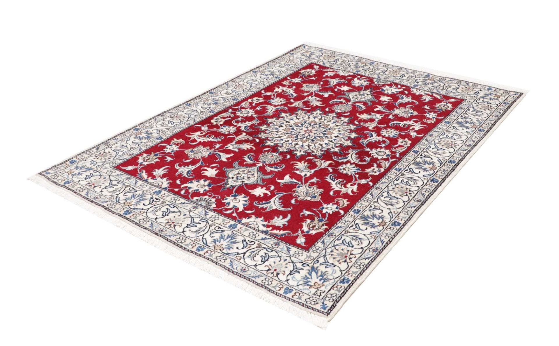 Nain Teppich 151 x 195 cm, florales Muster, handgeknüpft, Perserteppich