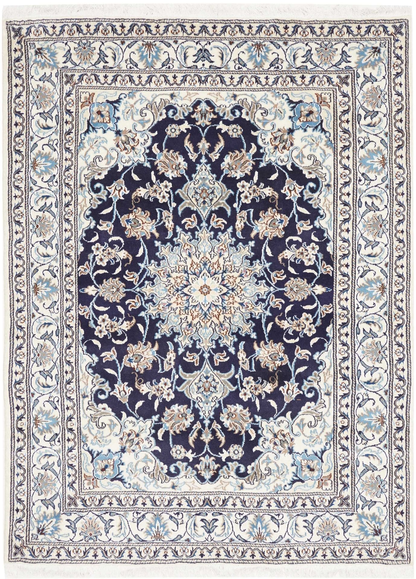 Nain Teppich 151 x 200cm, florale Muster, handgeknüpft, Perserteppich