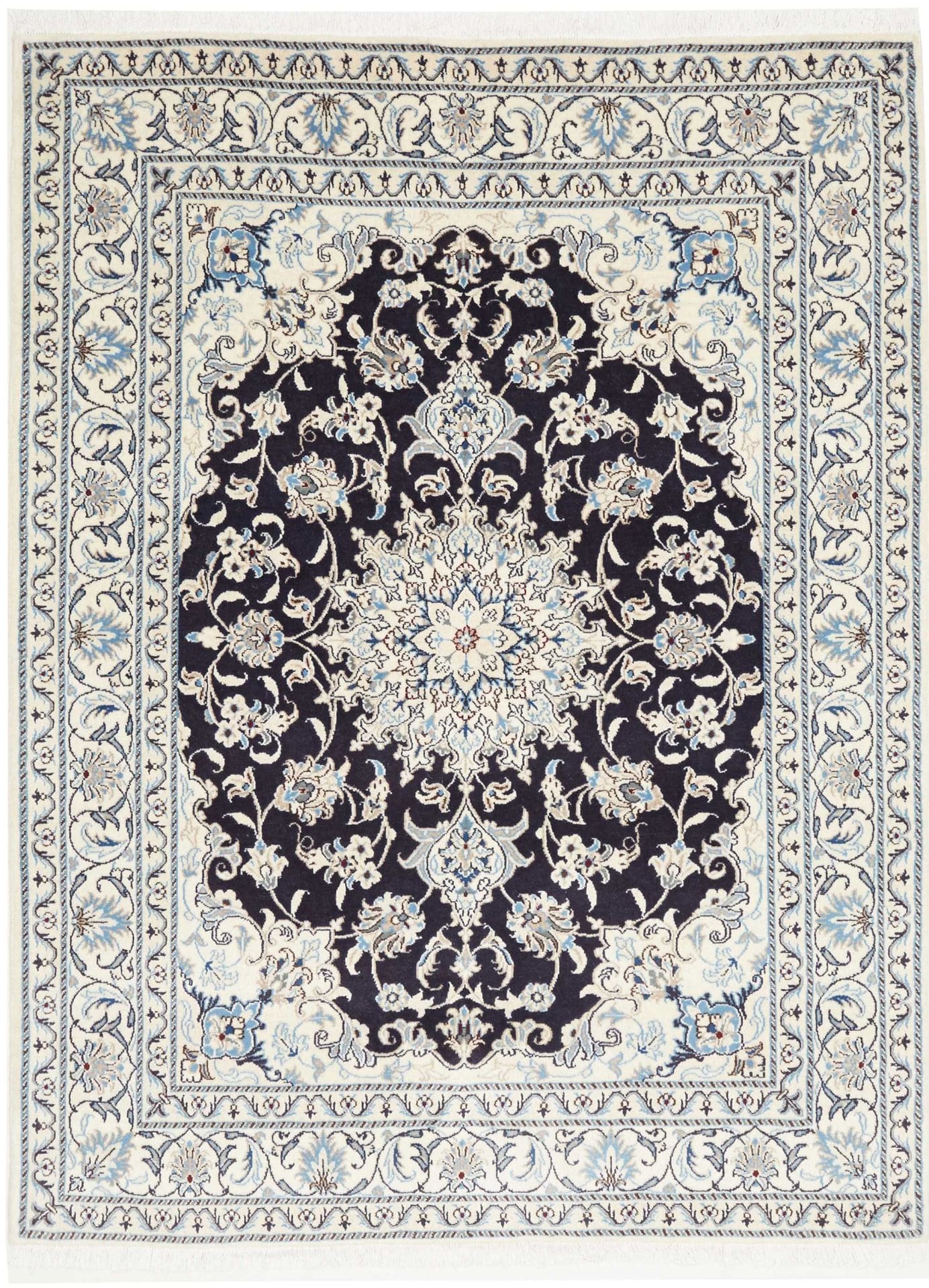 Nain Teppich 153 x 200cm, florale Muster, Schurwolle, handgeknüpft