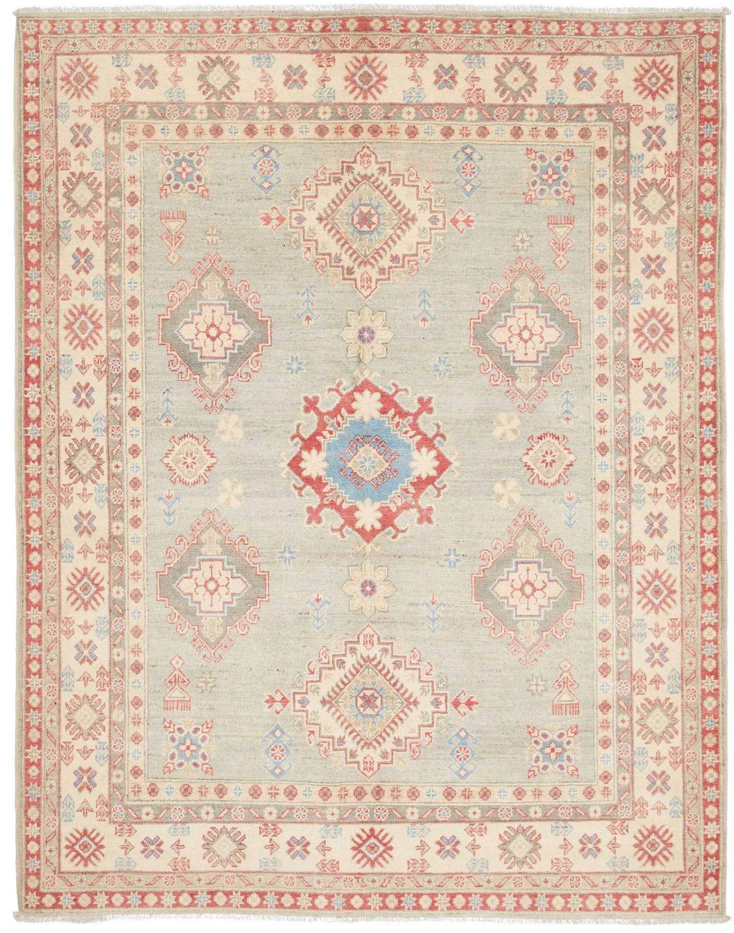 Kazak Teppich 155 x 195 cm - Geometrisch, Schurwolle, handgeknüpft
