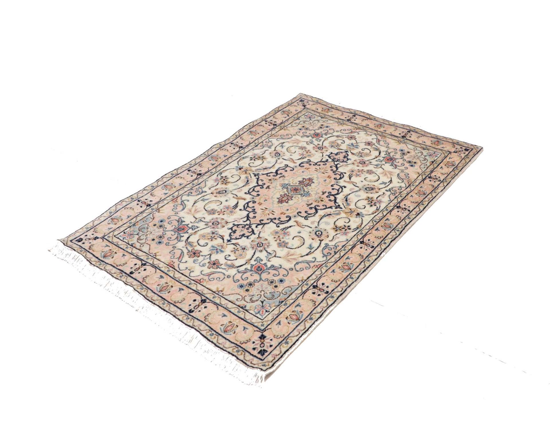 Kashan Teppich 100 x 150 cm, handgeknüpft, aus Schurwolle, Perserteppich