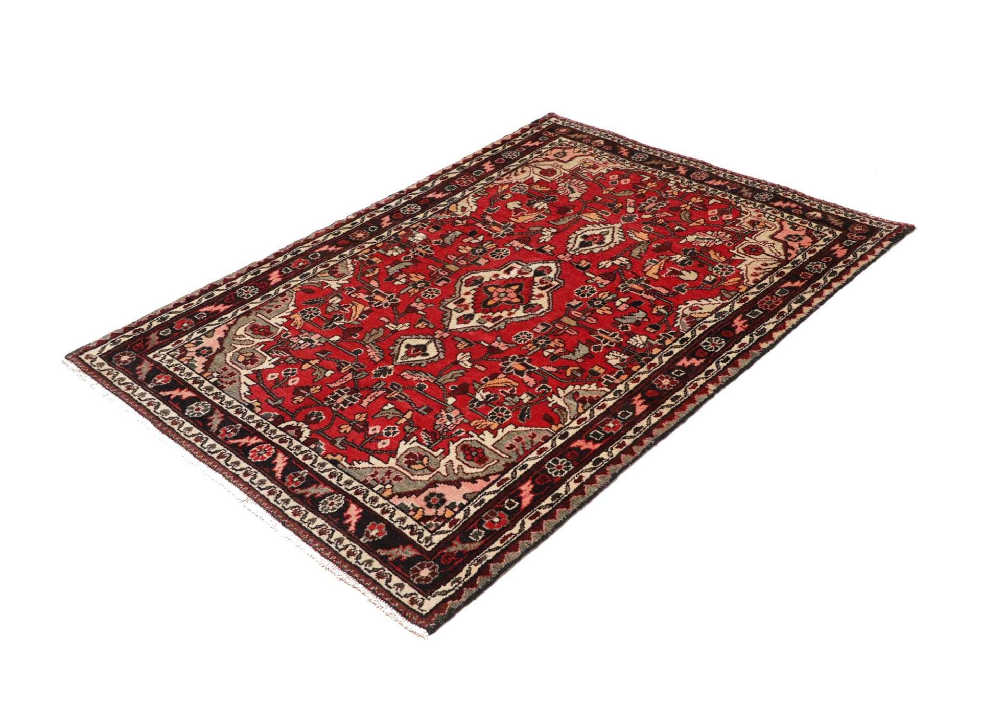 Hamadan Teppich 111 x 155cm, Schurwolle, Herati-Muster, handgeknüpft