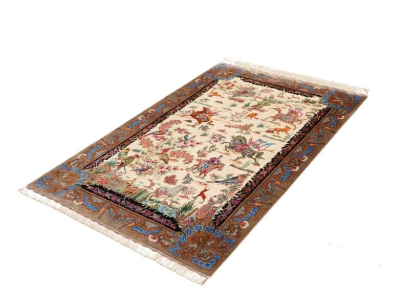 Ghom Teppich 103 x 150cm, edle Seide, handgeknüpft, Perserteppich