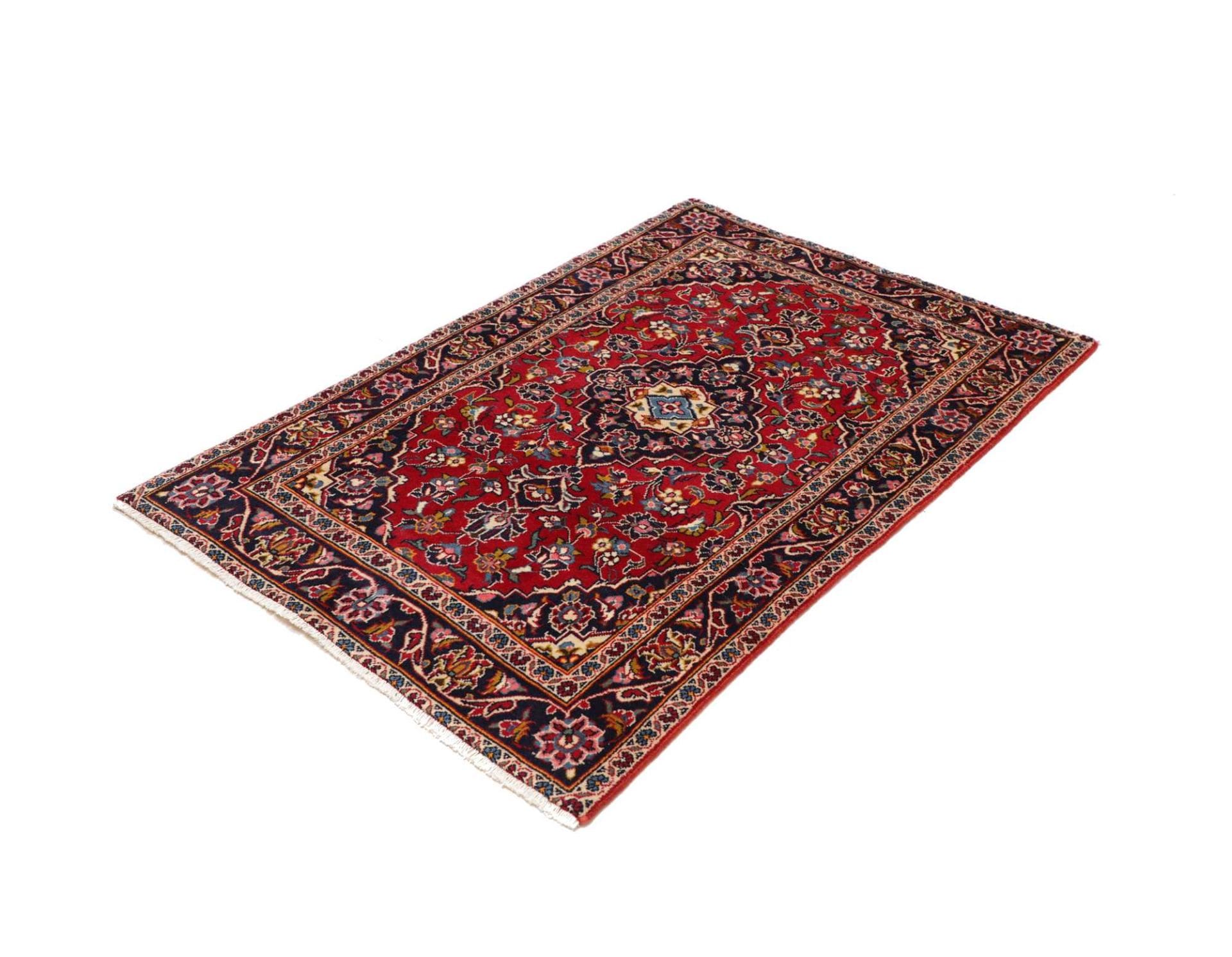 Kashan Teppich 97 x 134cm, florale Muster, handgeknüpft, Perserteppich