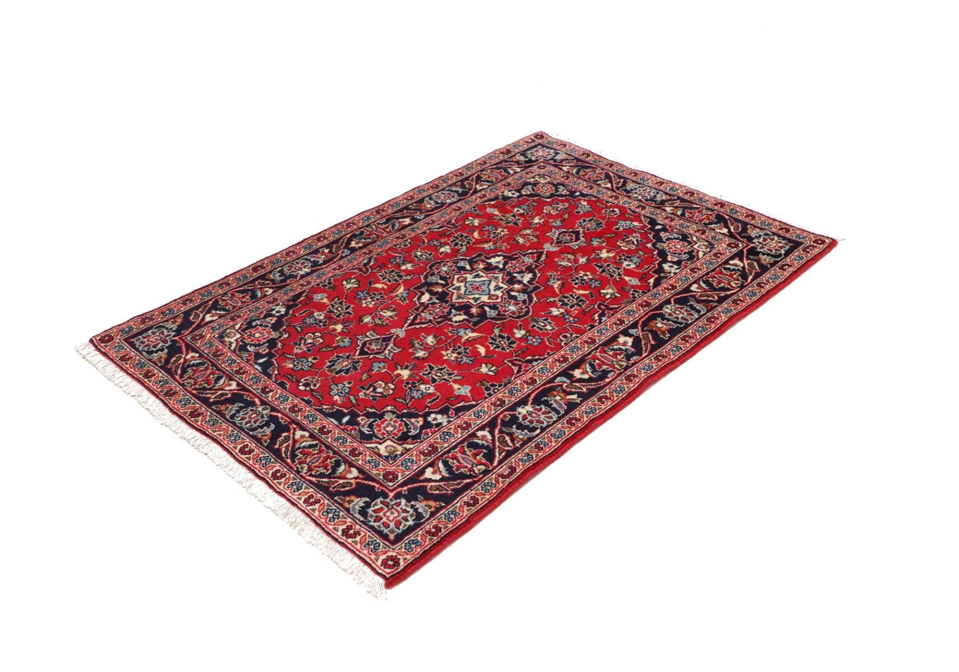 Kashan Teppich 103 x 143cm, florale Muster, Schurwolle, handgeknüpft, Perserteppich