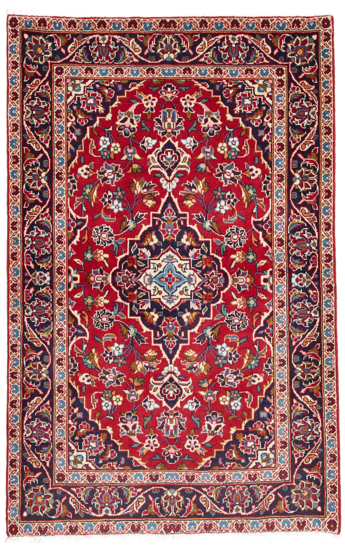 Kashan Teppich 103 x 156cm, handgeknüpft, Schurwolle, Perserteppich