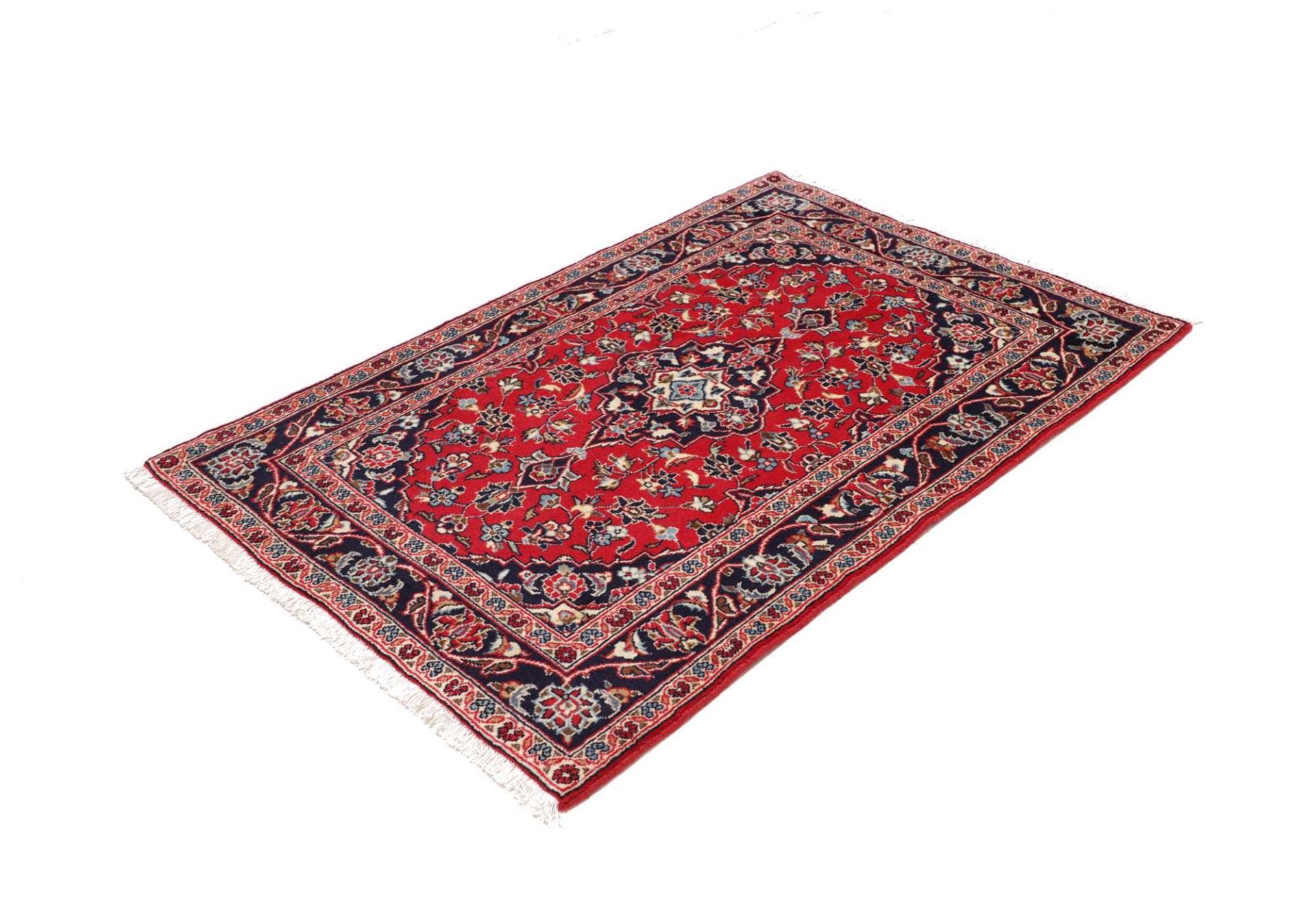 Kashan Teppich 101 x 140cm, handgeknüpft, Schurwolle, Perserteppich