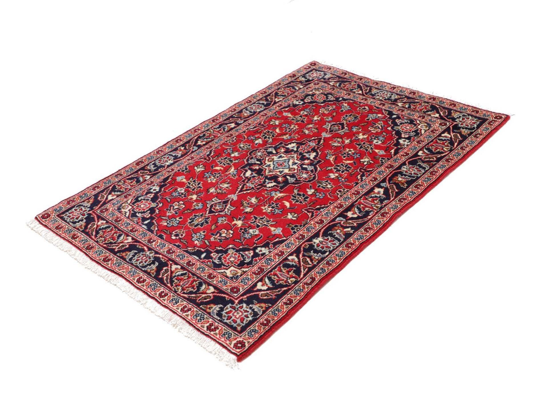 Kashan Teppich 101 x 159 cm, handgeknüpft, Schurwolle, Perserteppich