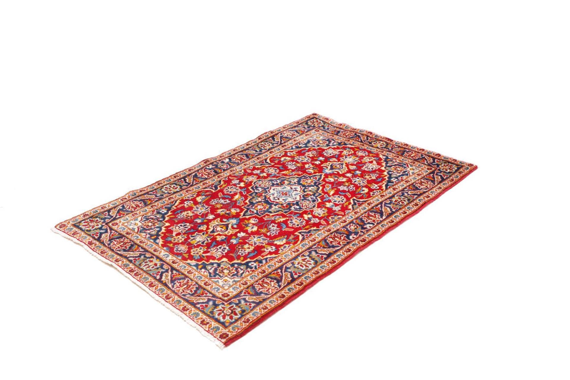 Kashan Teppich 101 x 146 cm, handgeknüpft, Perserteppich aus Wolle