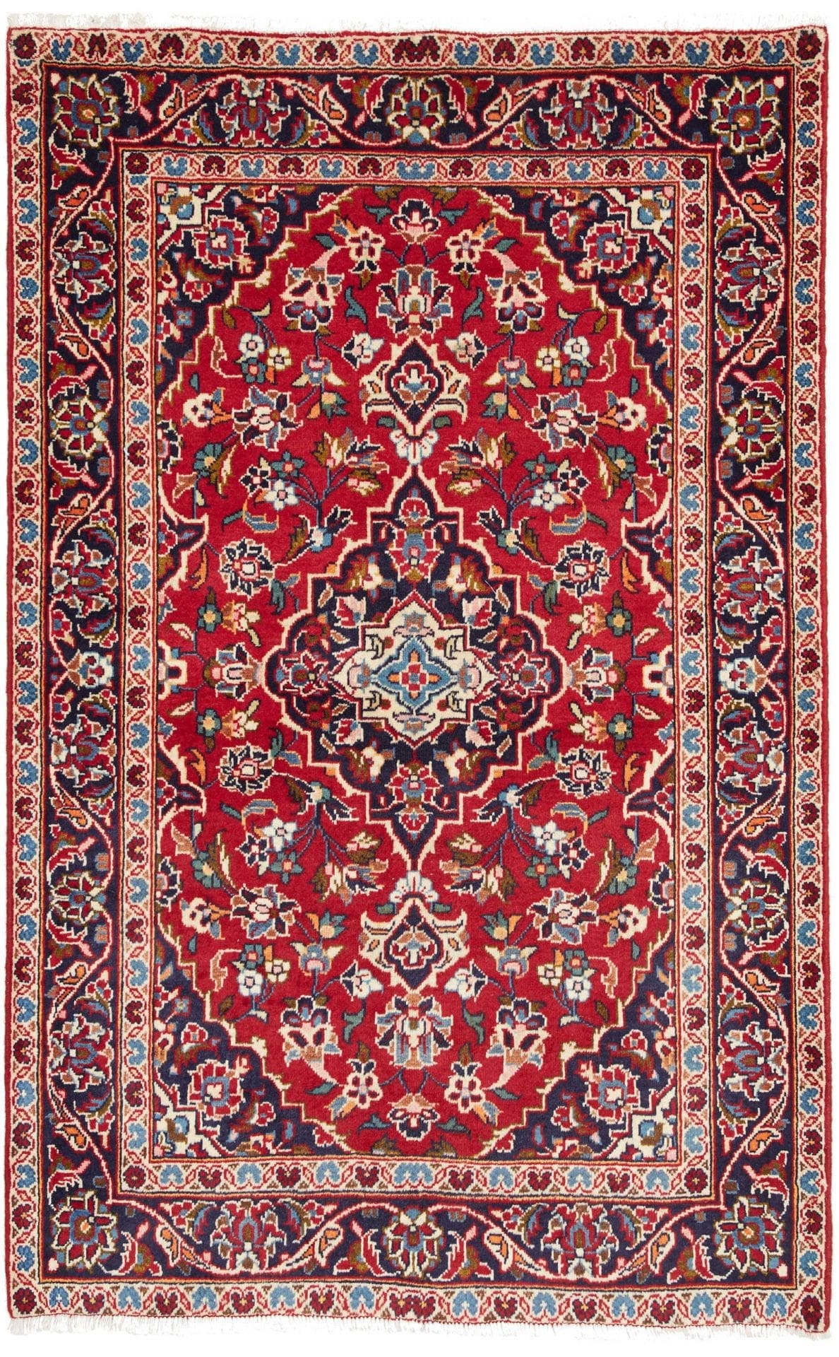 Kashan Teppich 101 x 153 cm, handgeknüpft, Schurwolle, Perserteppich