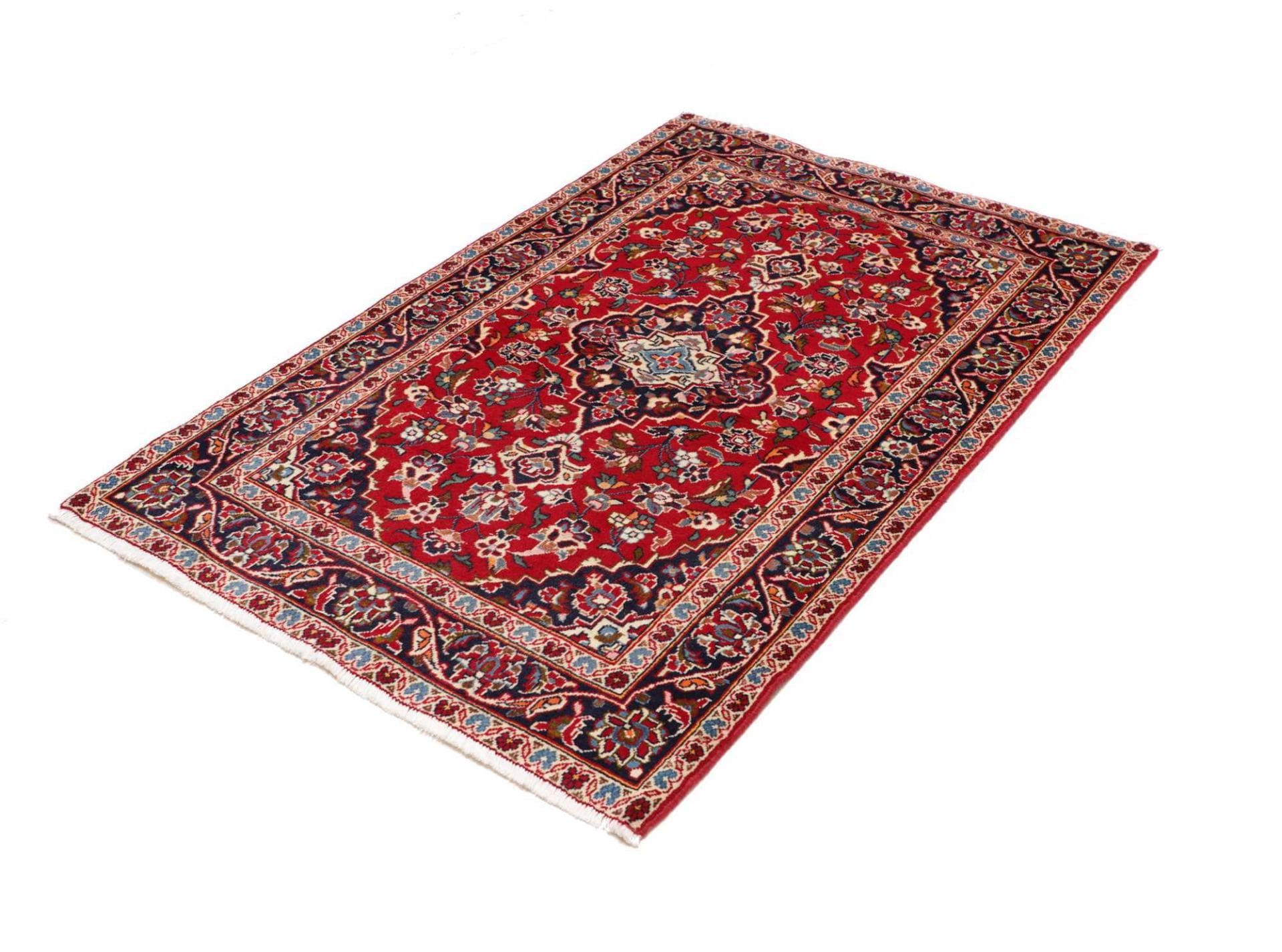 Kashan Teppich 101 x 153 cm, handgeknüpft, Schurwolle, Perserteppich