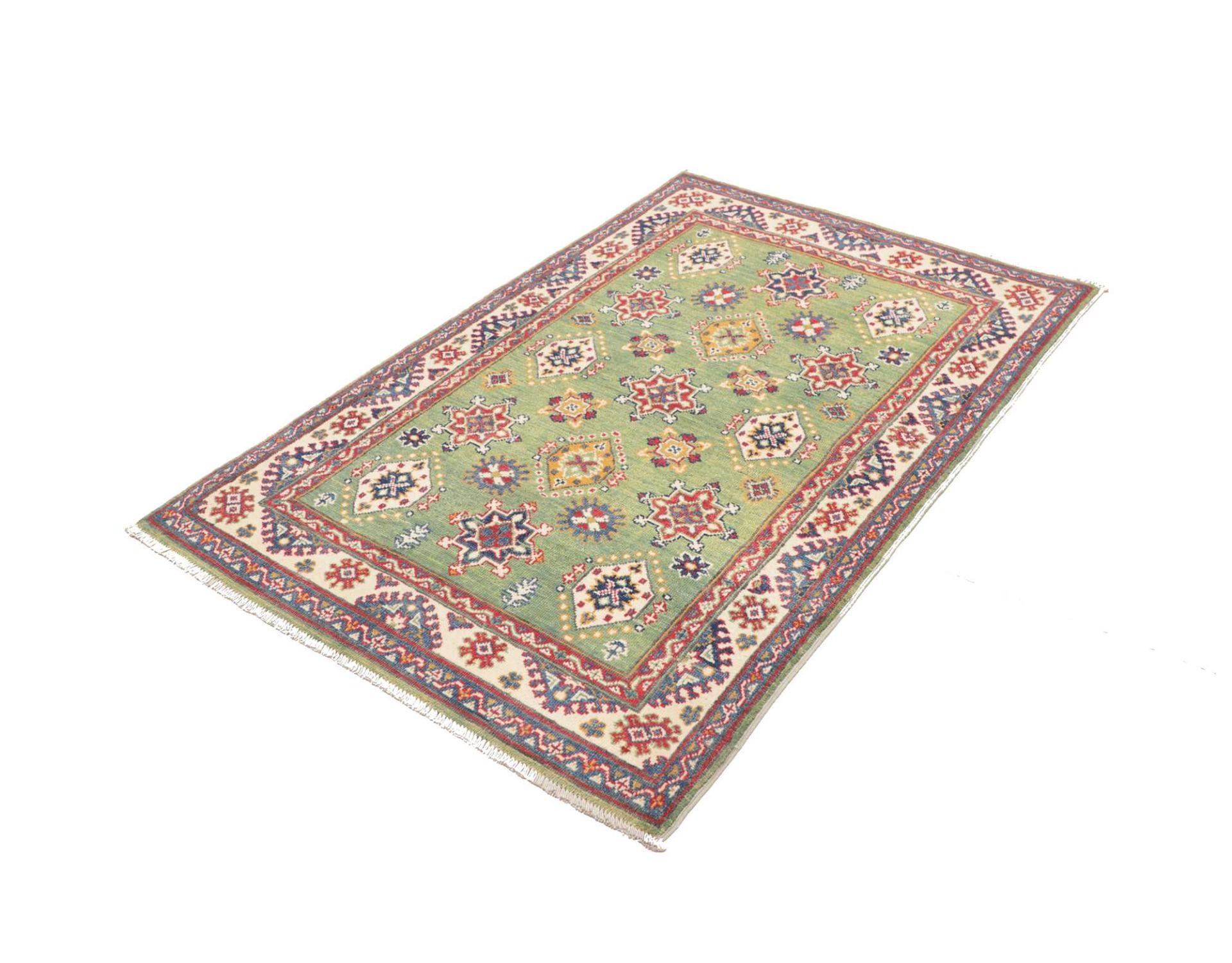 Kazak Teppich 103 x 149cm - Geometrisch, Schurwolle, handgeknüpft